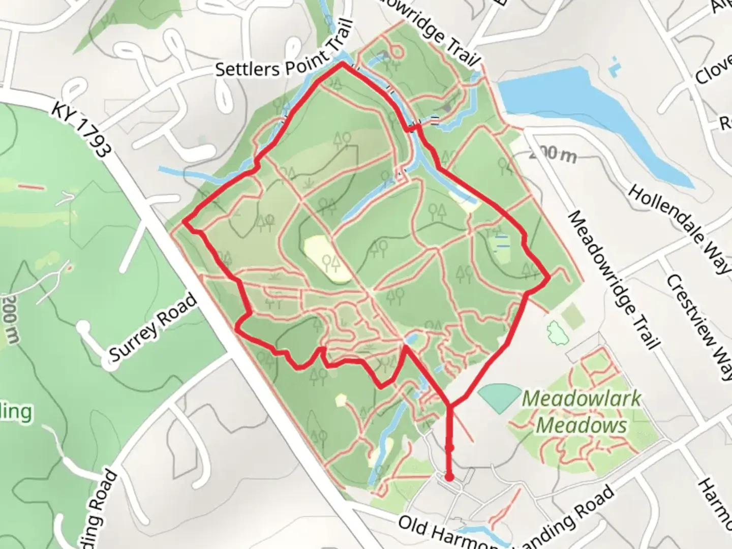 An image depicting the trail Crutchfield Cemetery besides Loop and its surrounding area.