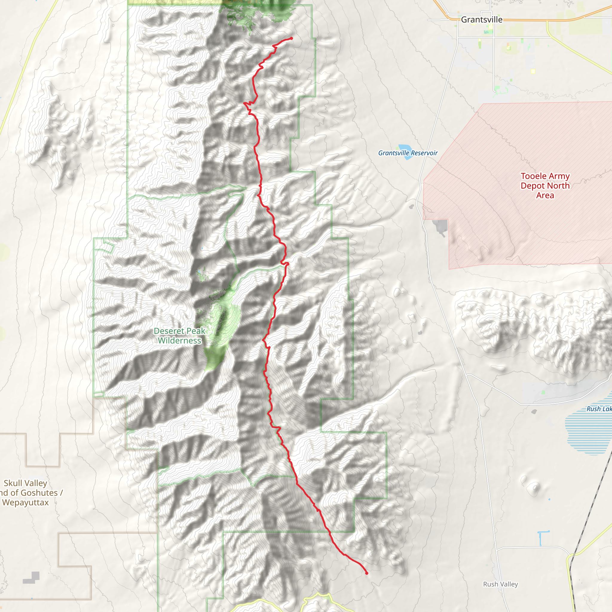 Stansbury Front Trail Point to Point mobile static map