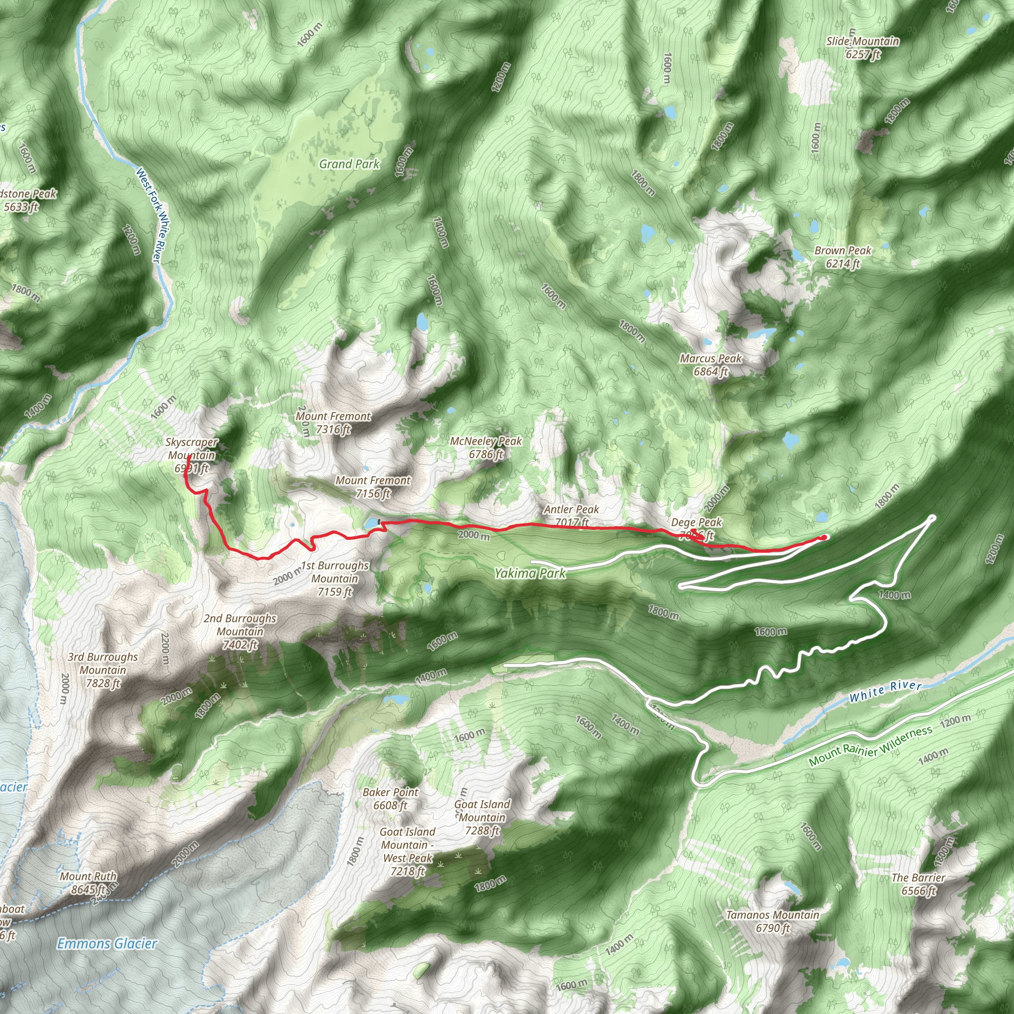 Skyscraper Mountain and Dege Peak from Sunrise Park Road mobile static map