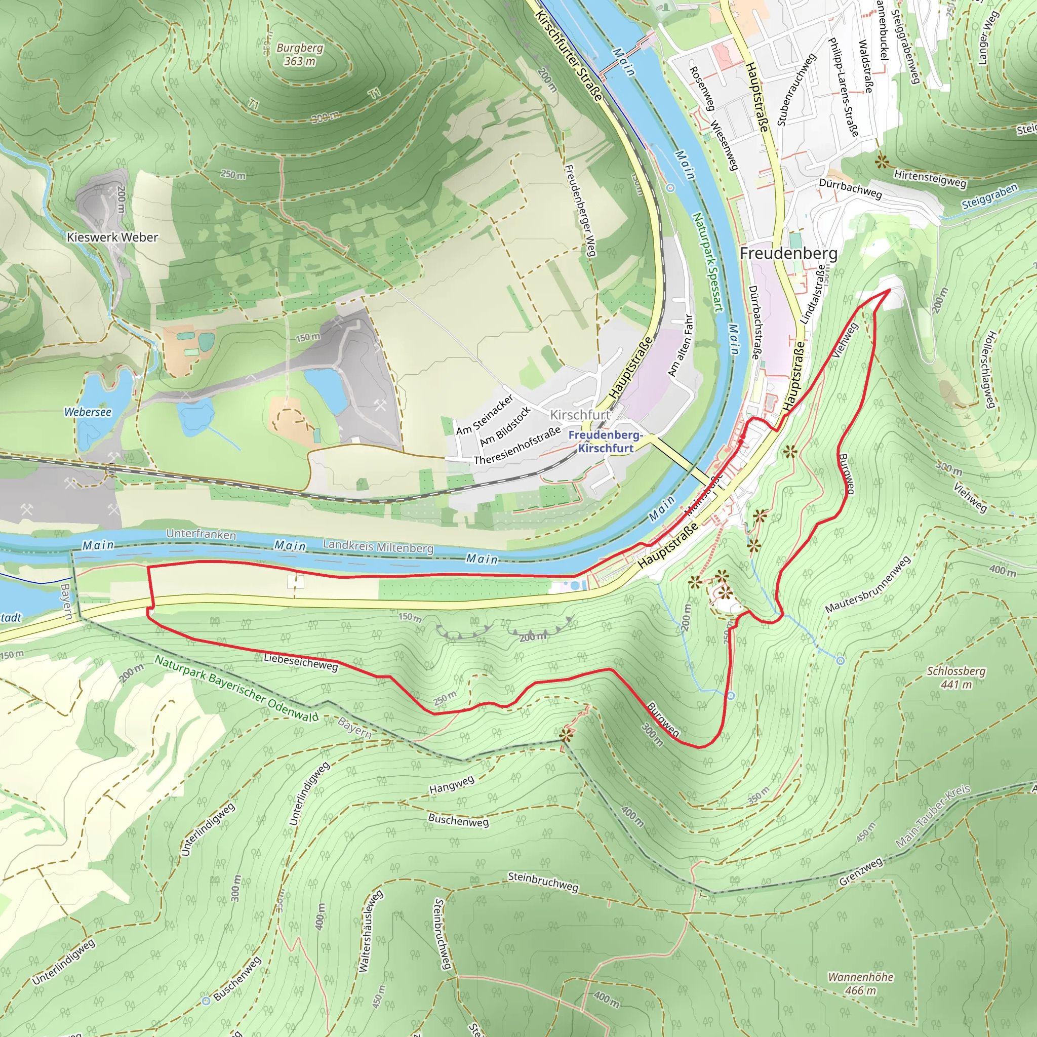 Main via Liebliches Taubertal and Mautersbrunnen Weg mobile static map