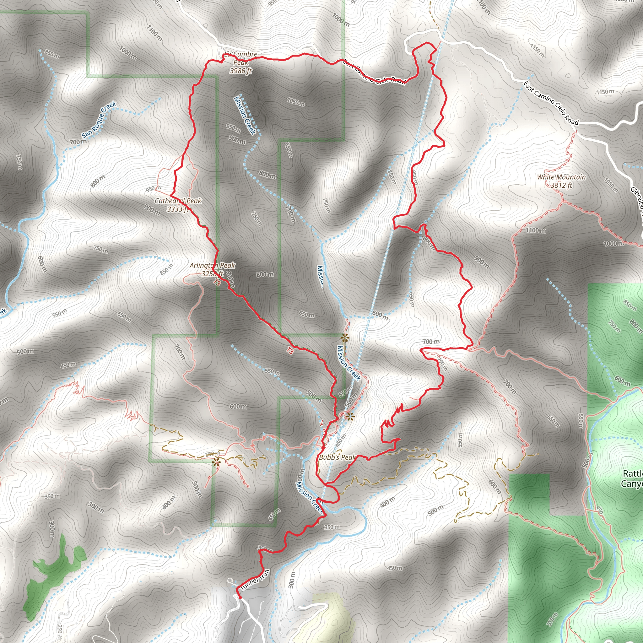 Arlington Peak, La Cumbre Peak and Tunnel Loop Trail mobile static map