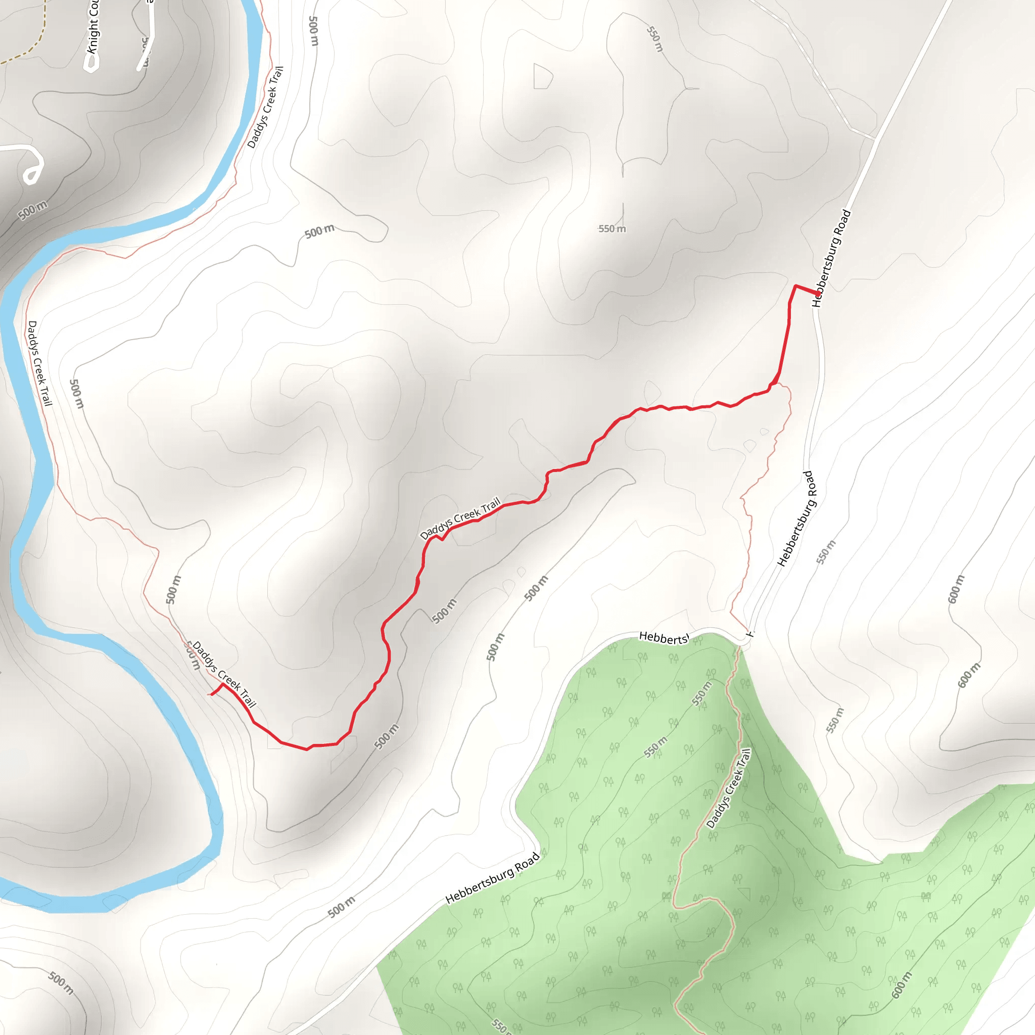Daddys Creek Trail - Hebbertsburg Road mobile static map