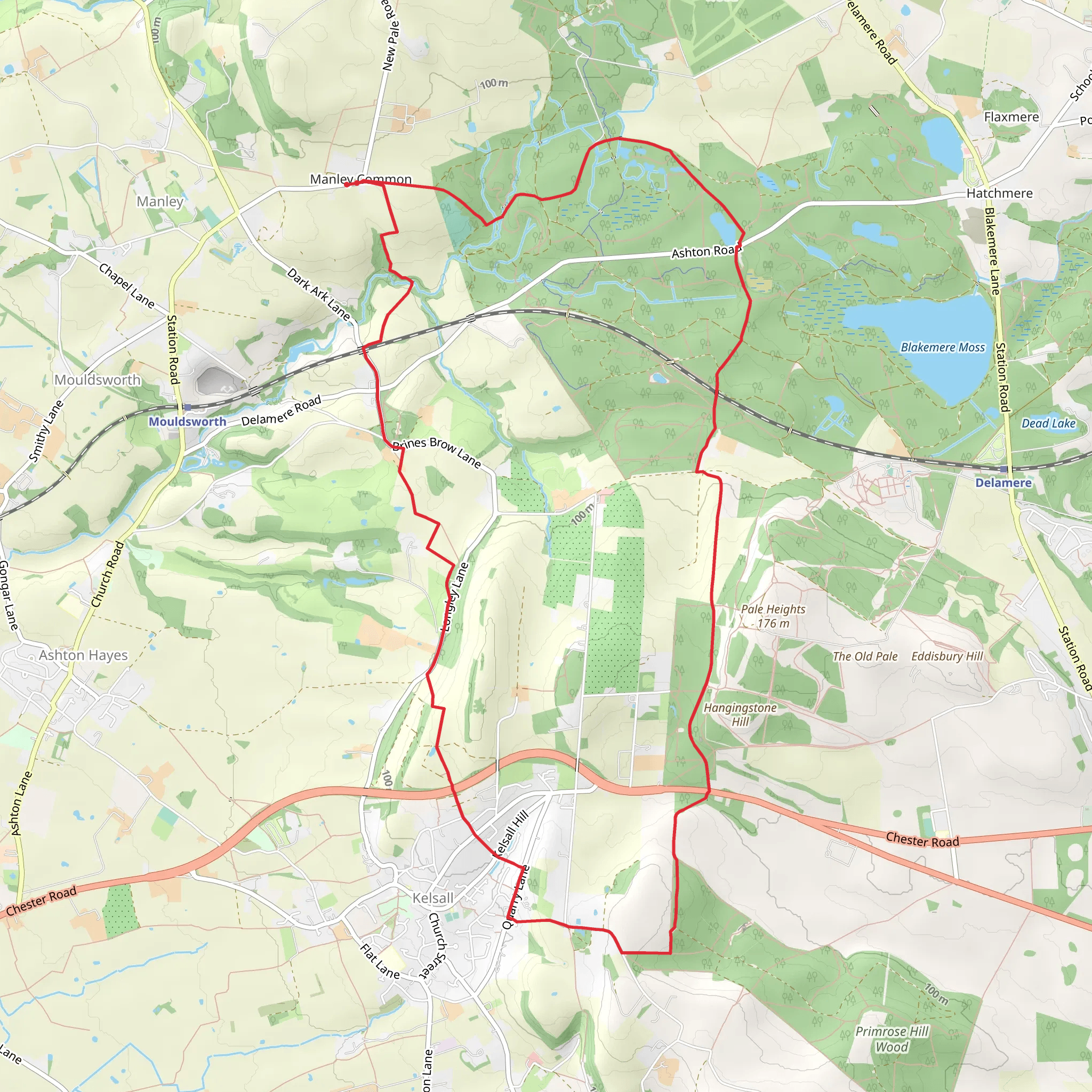 Delamere Forest Park, King's Chair and Brine's Brow Loop mobile static map