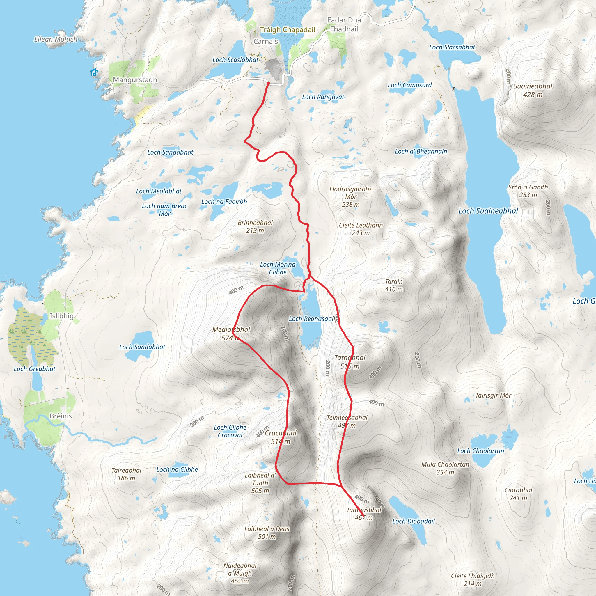 Uig Hills Loop via Loch Raonasgail mobile static map