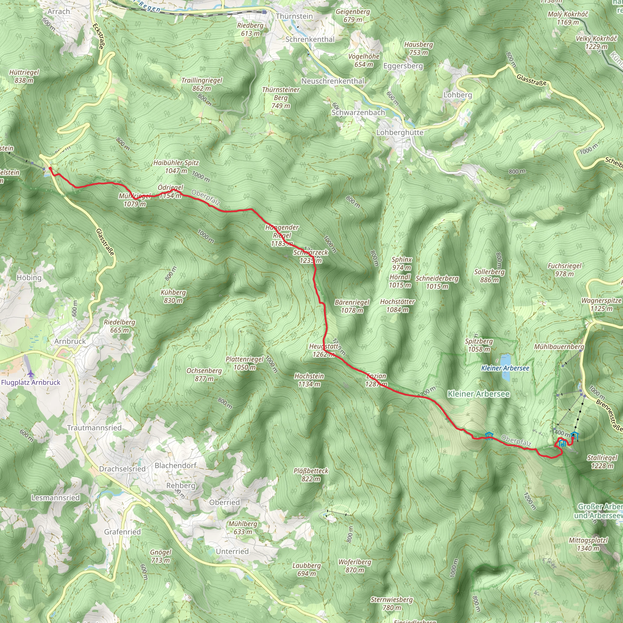 Eck to Grober Arber Walk via Schwarzeck mobile static map