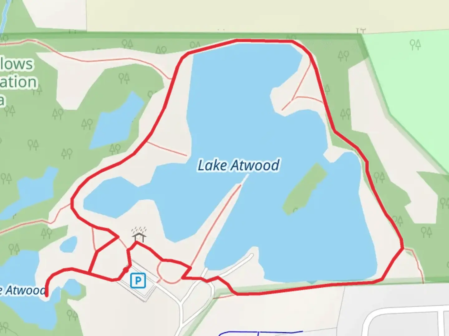 An image depicting the trail Lake Atwood Loop and its surrounding area.