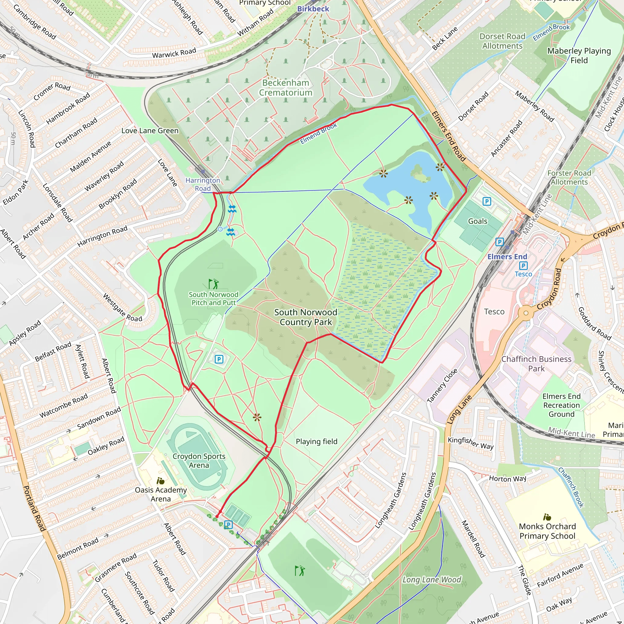 South Norwood Country Park Loop mobile static map