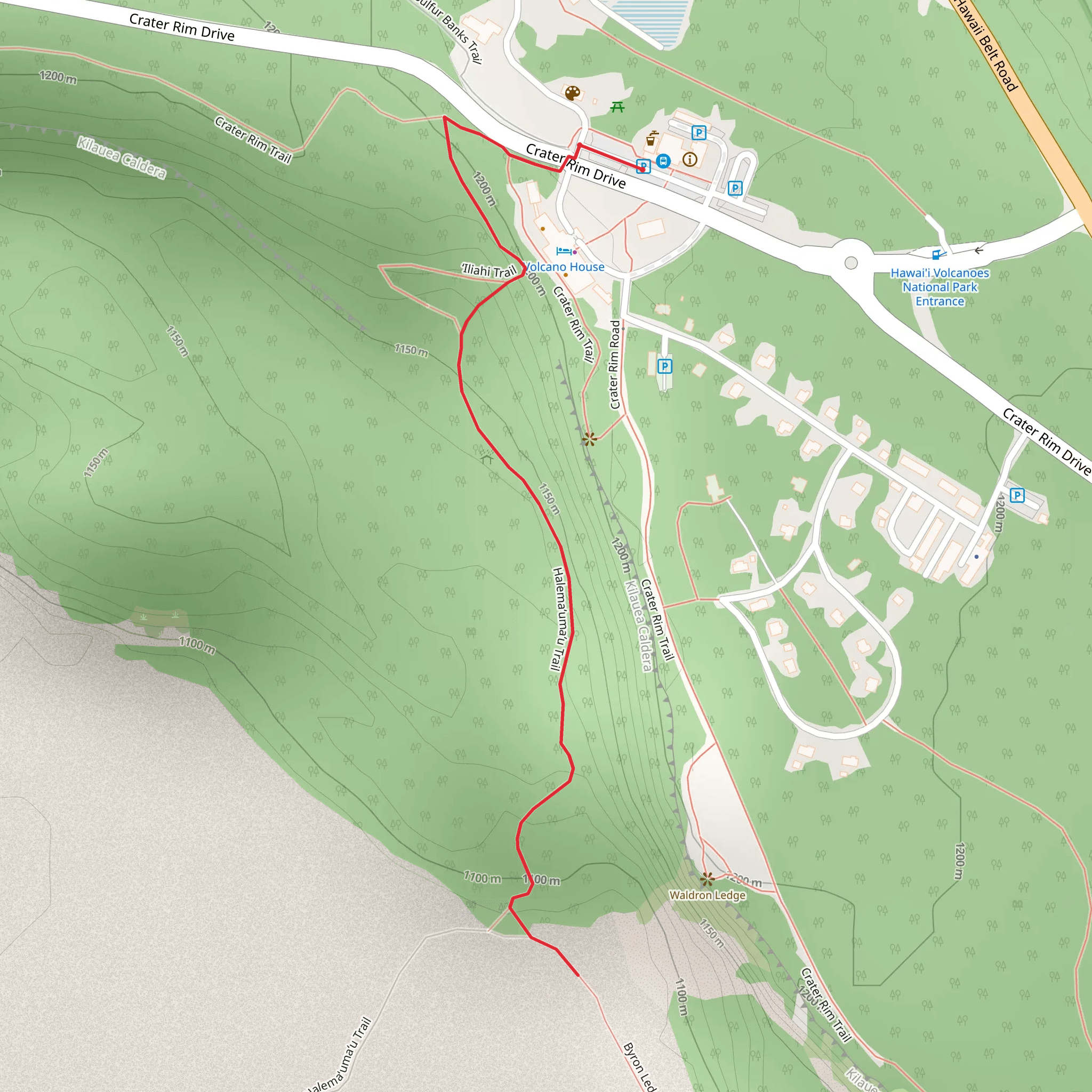 Halemaʻumaʻu Trail Out and Back mobile static map