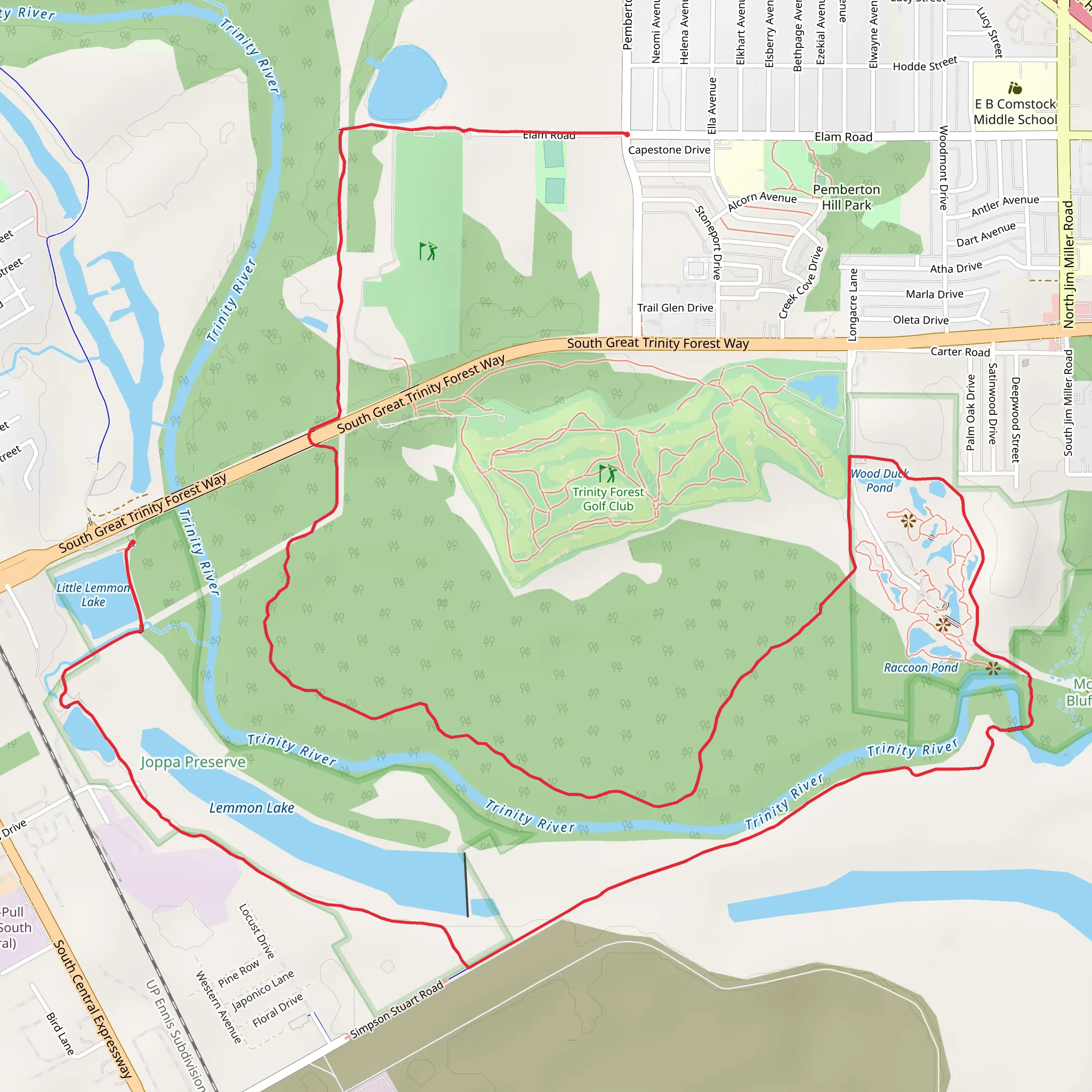 Trinity Forest Trail mobile static map