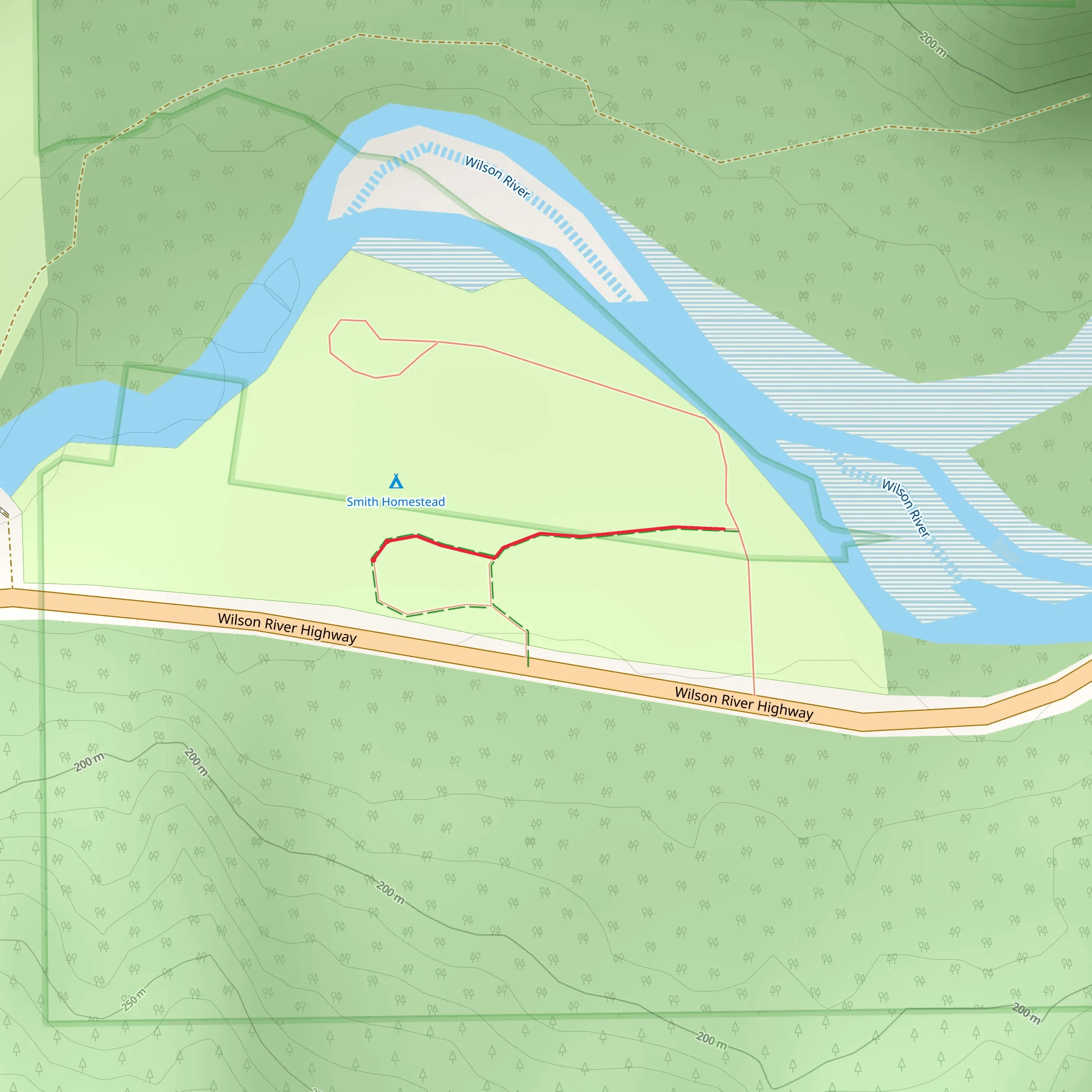 Walk beside Smith Homestead mobile static map