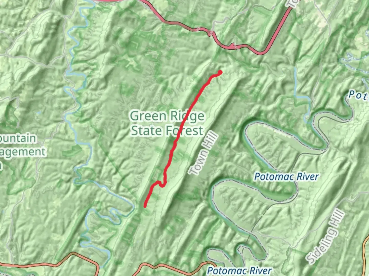 An image depicting the trail Big Run and Deep Run and its surrounding area.
