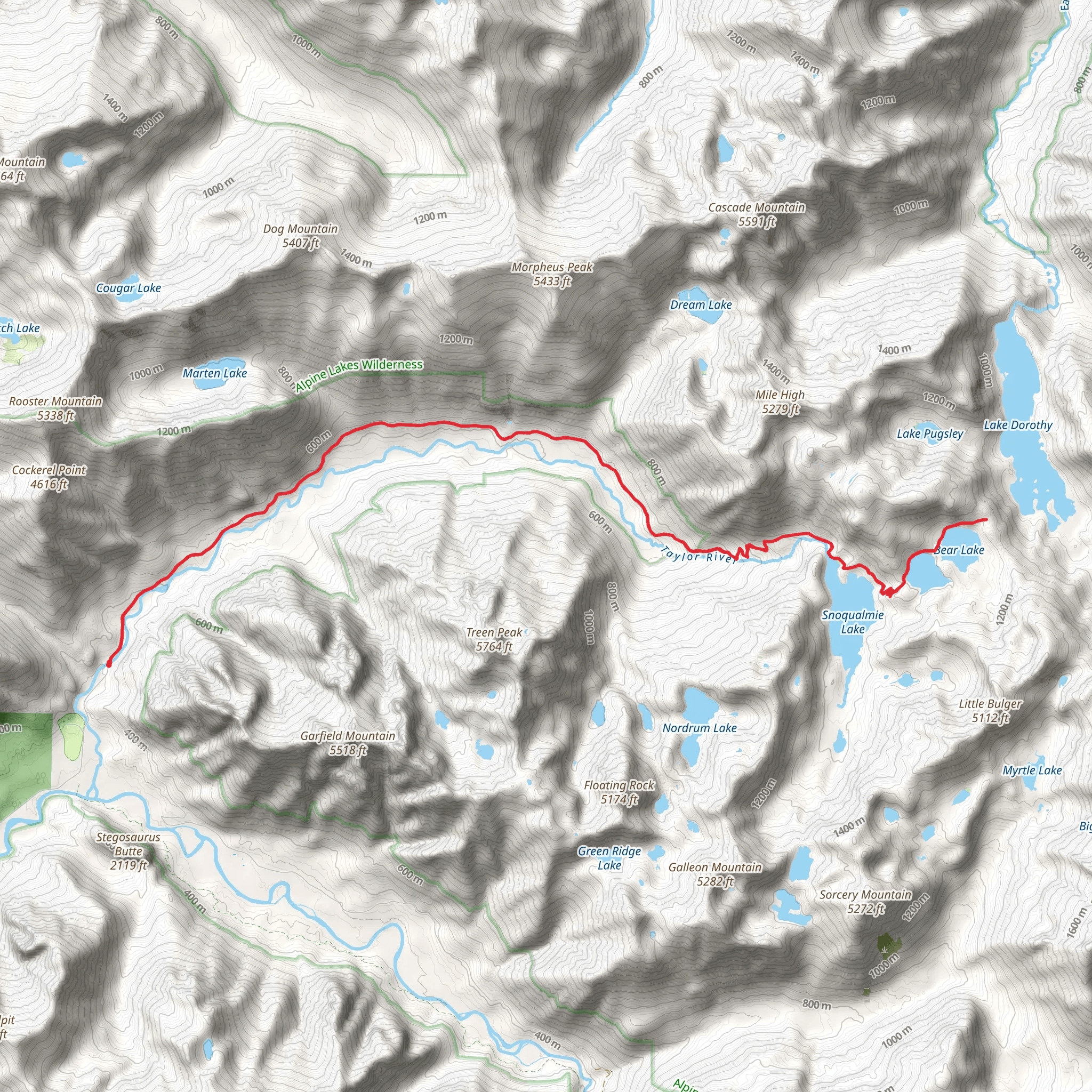 Snoqualmie Lake Trail mobile static map