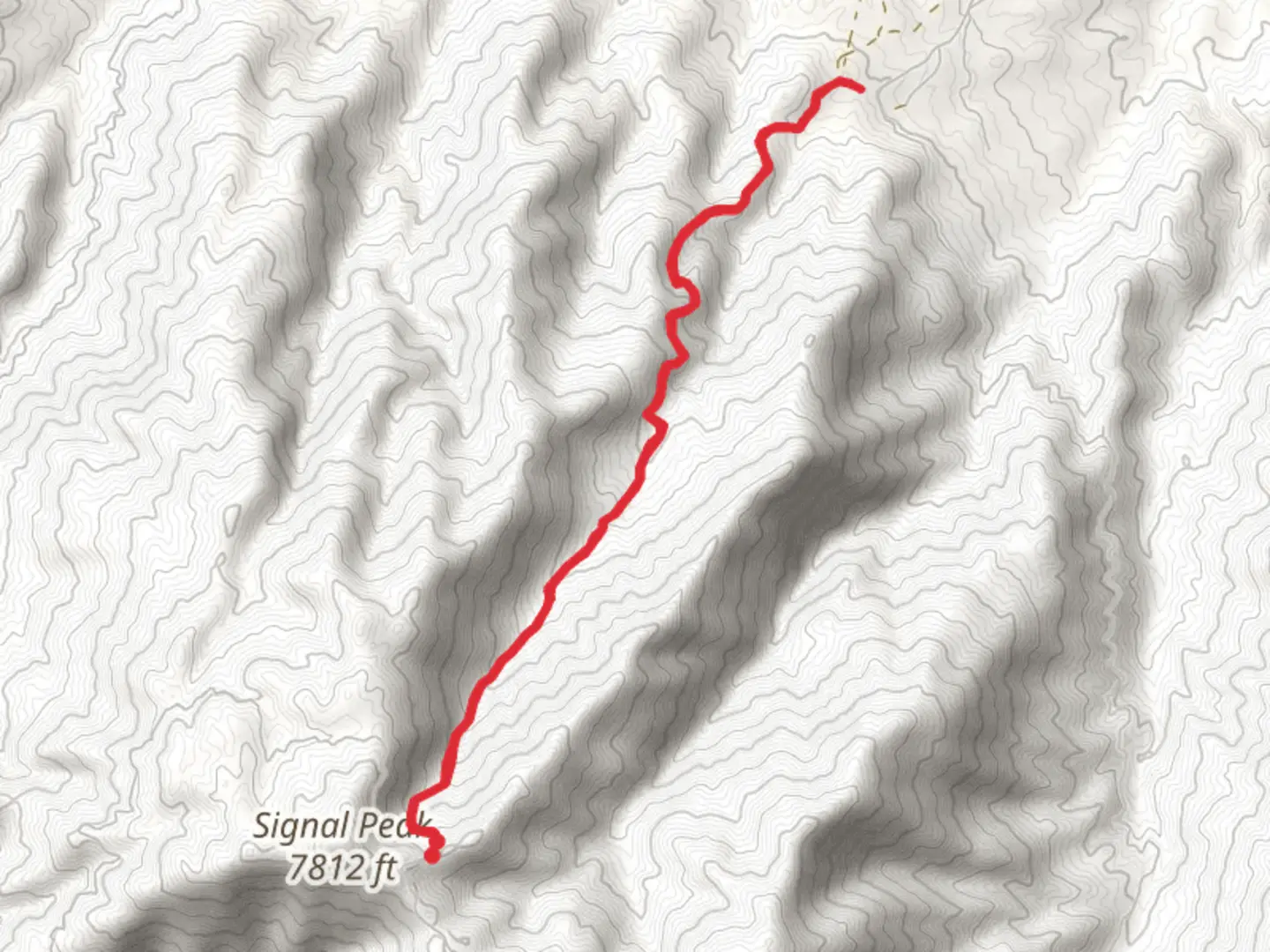 An image depicting the trail Icehouse Canyon Trail via Signal Peak and its surrounding area.