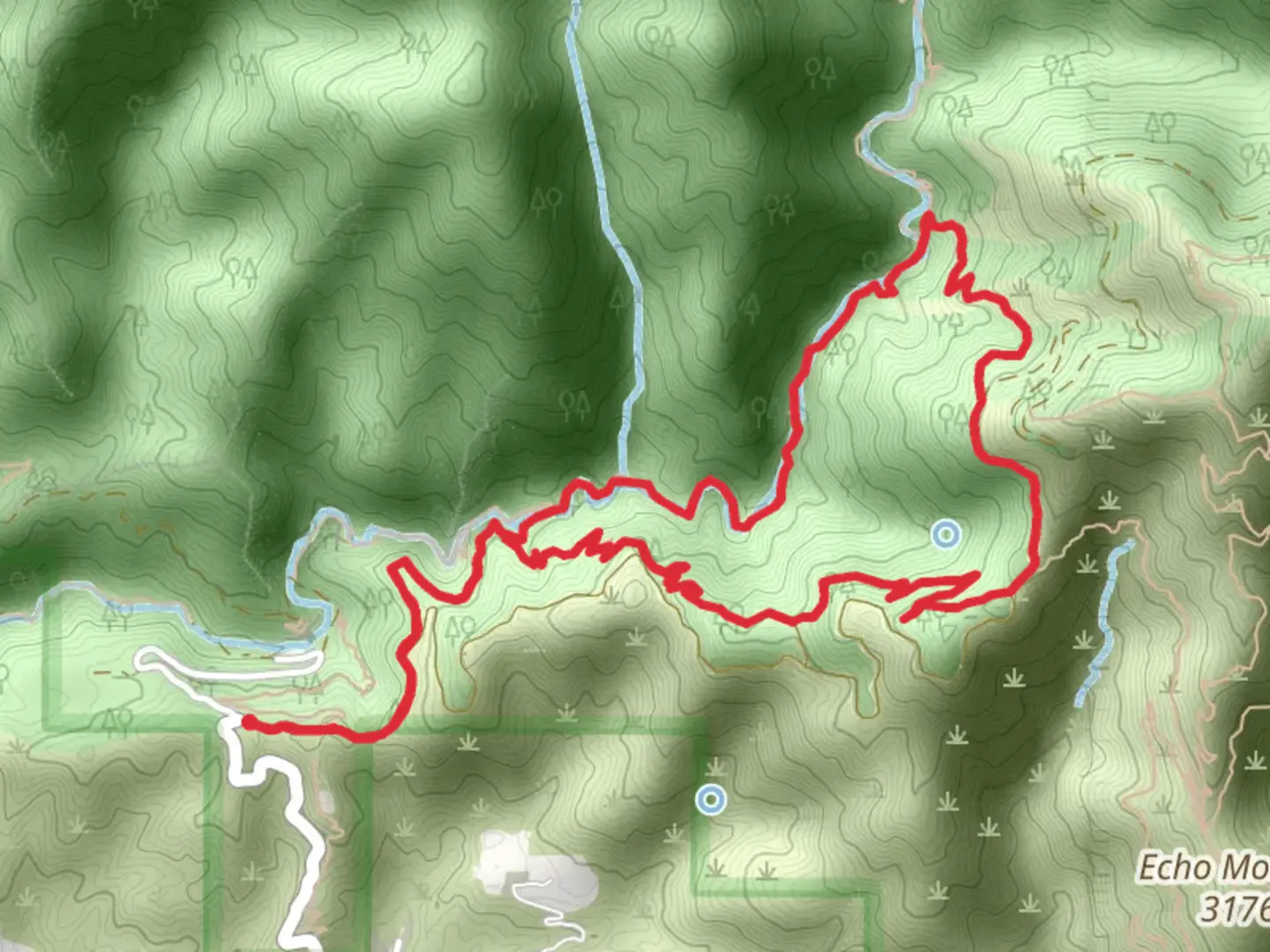 An image depicting the trail Millard Creek and Sunset Ridge Loop Trail and its surrounding area.
