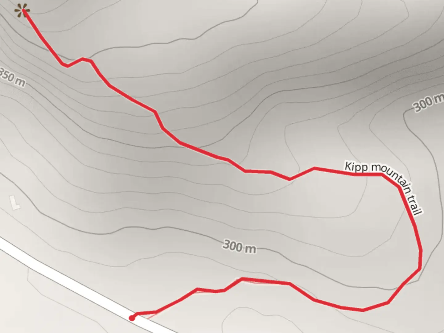 An image depicting the trail Kipp Mountain Trail via Ben Culver Road and its surrounding area.