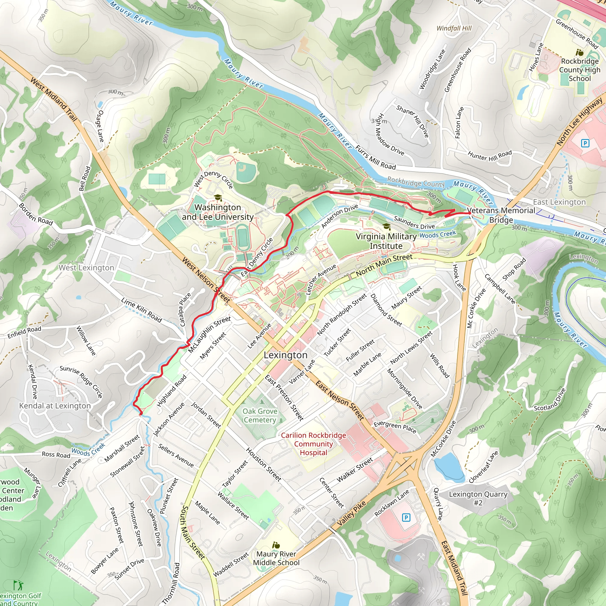 Woods Creek Trail mobile static map