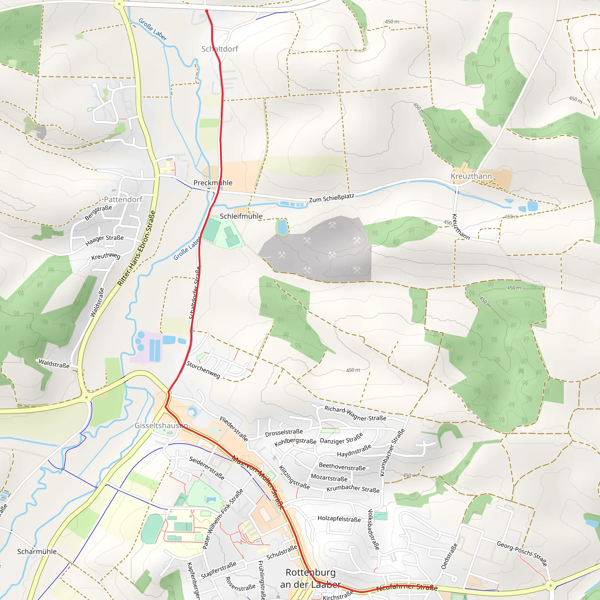 Rottenburg an der Laaber to Schaltdorf Walk mobile static map