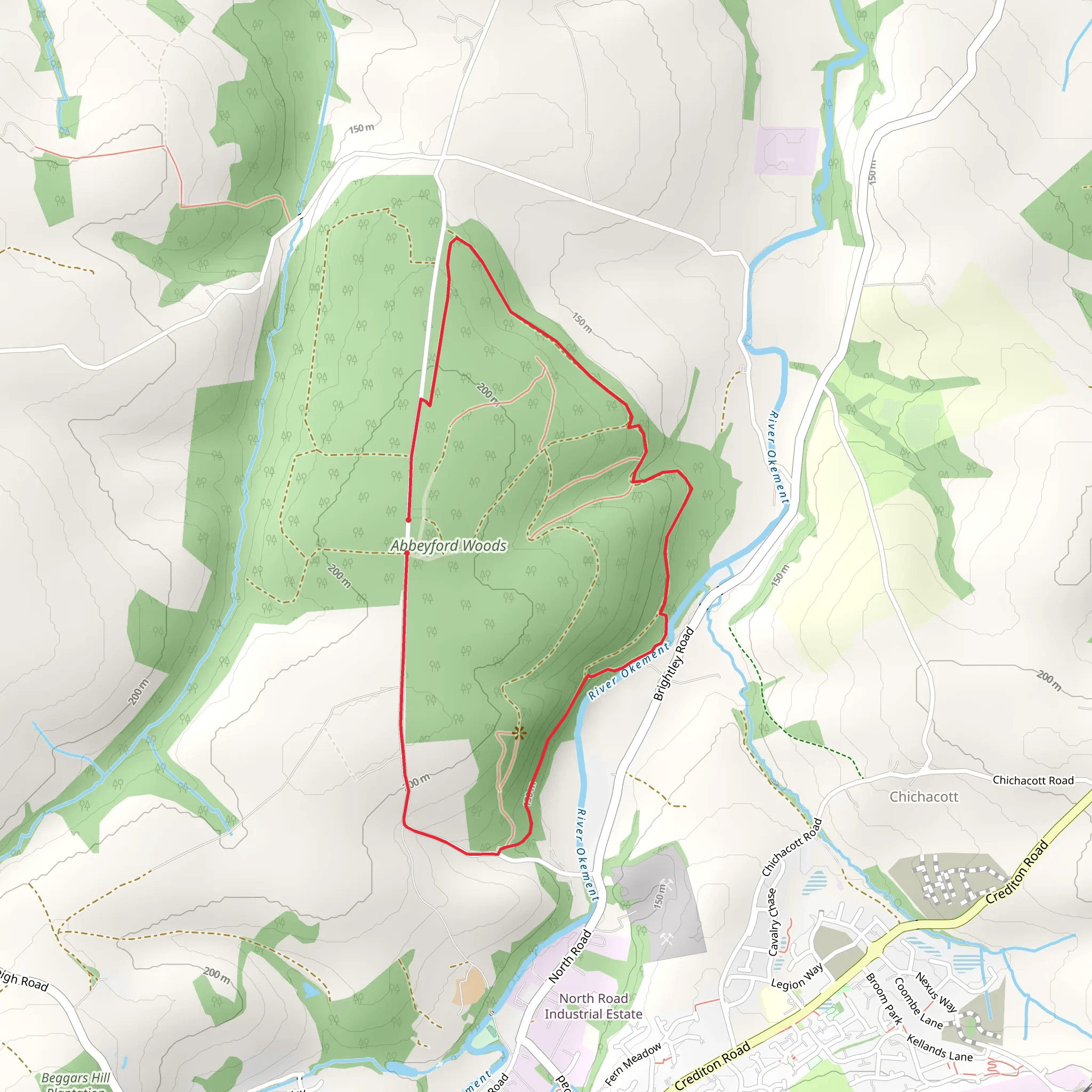 Abbeyford Woods mobile static map
