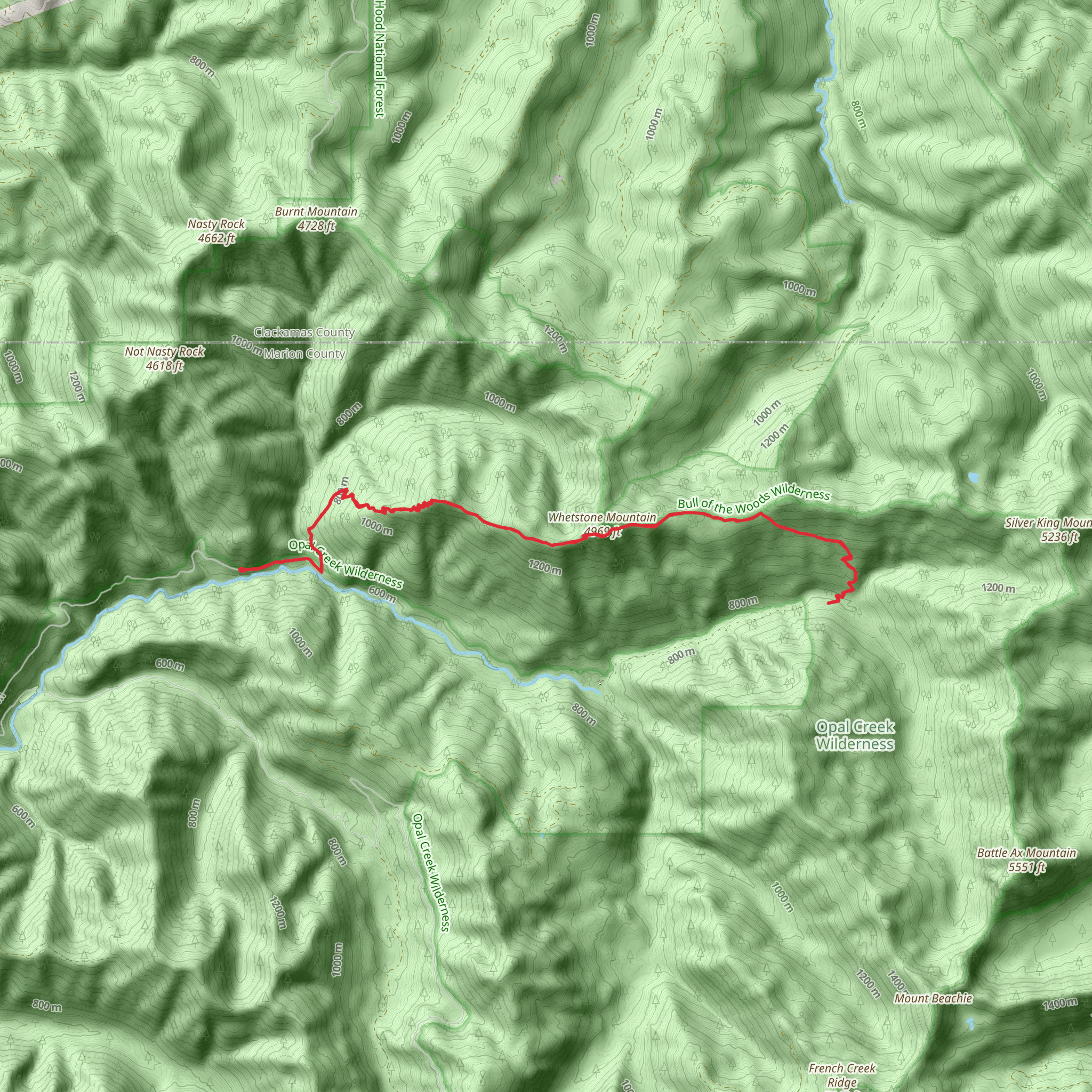 Whetstone Mountain Trail mobile static map