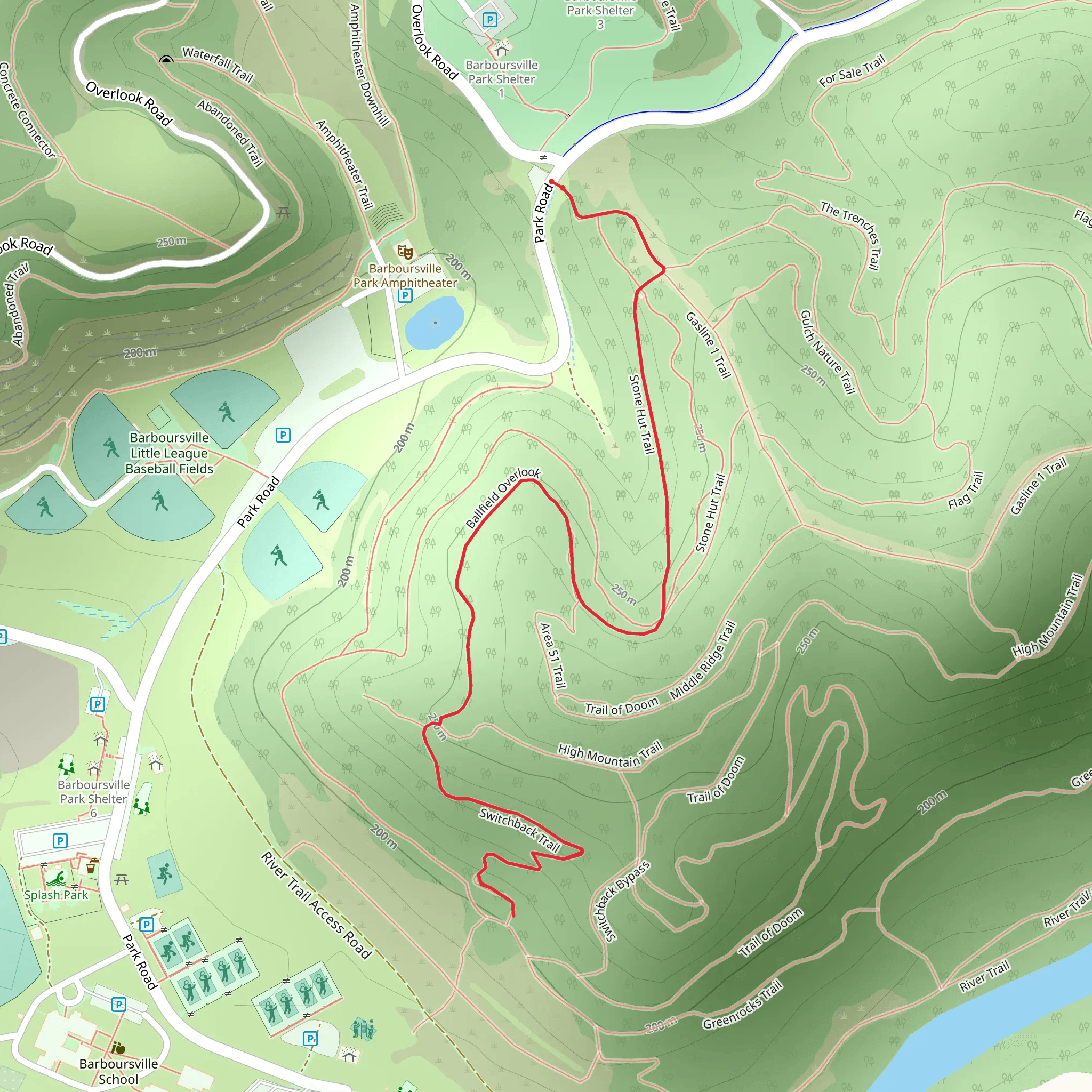 Stone hunt and Switchback Trail mobile static map