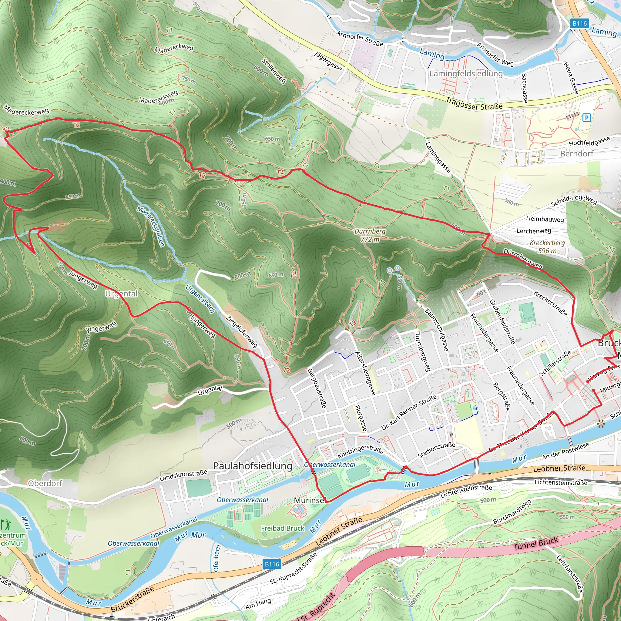 Bruck an der Mur auf das Madereck Loop mobile static map