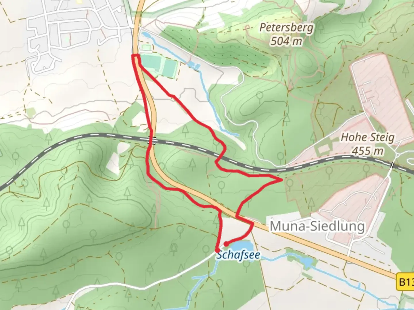 An image depicting the trail Roter Flieger Loop and its surrounding area.