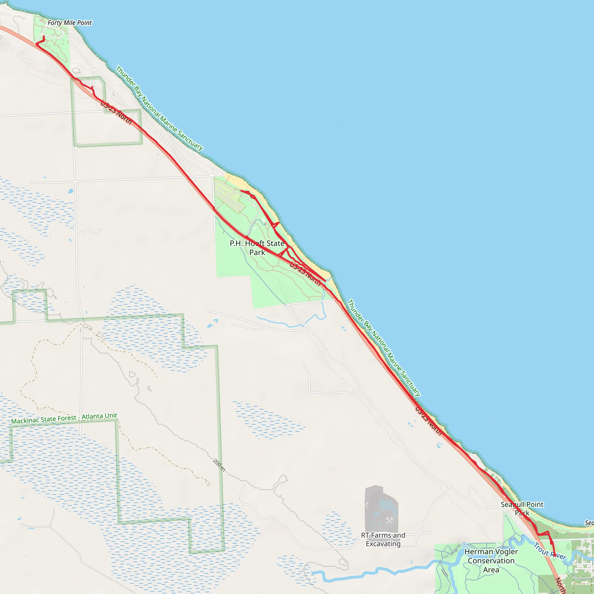 Huron Sunrise Trail mobile static map