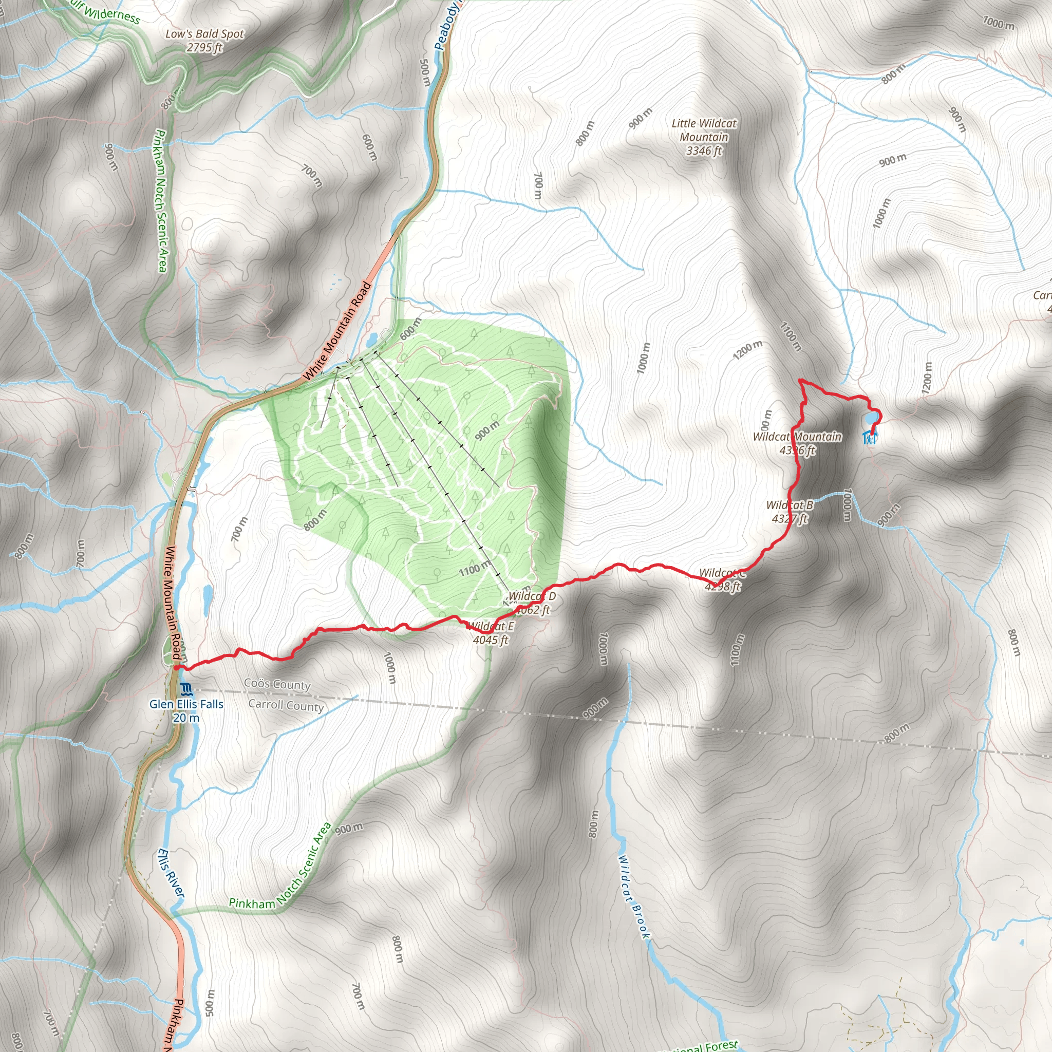 Wildcat Mountain and Carter Notch Trail mobile static map