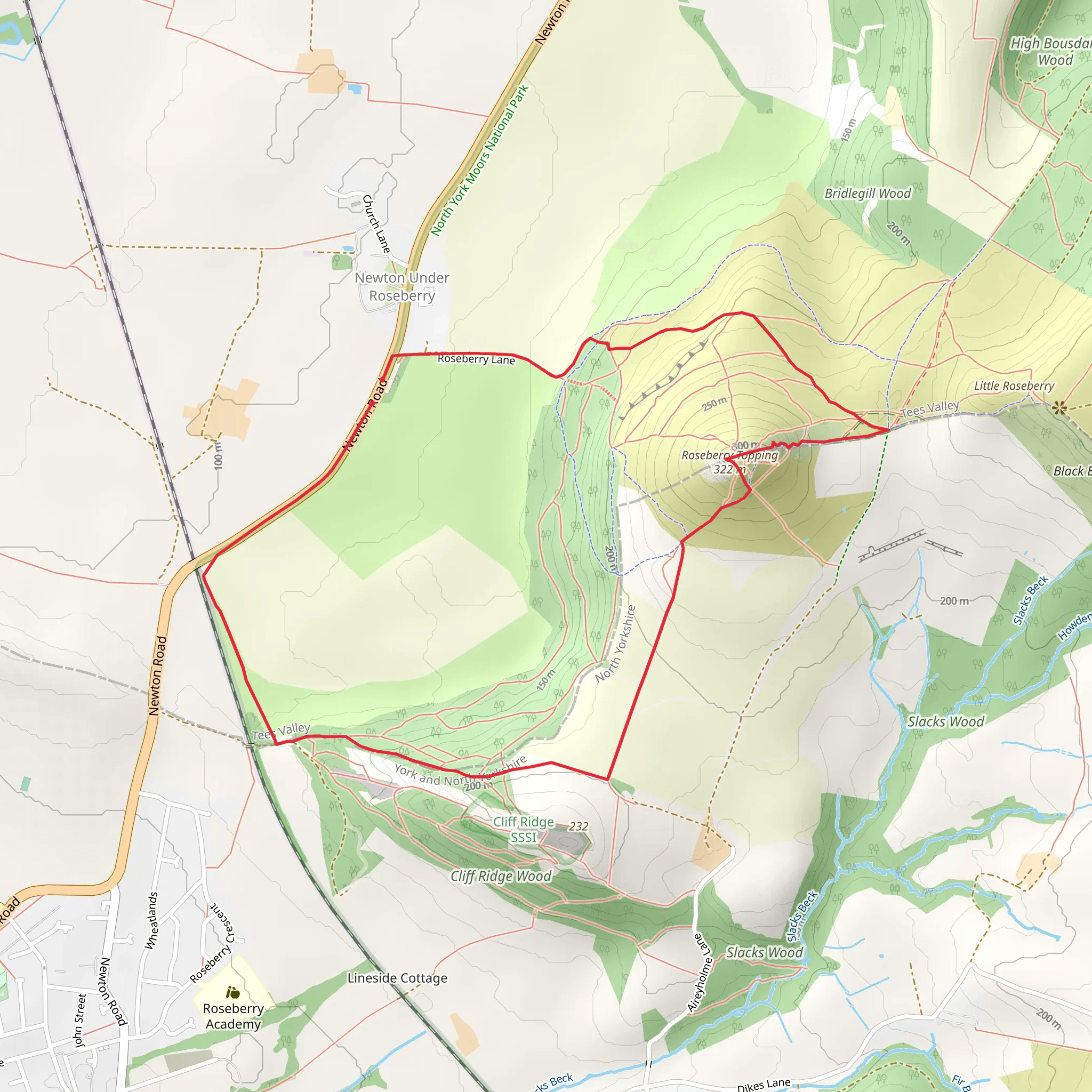Roseberry Topping from Newton under Roseberry mobile static map