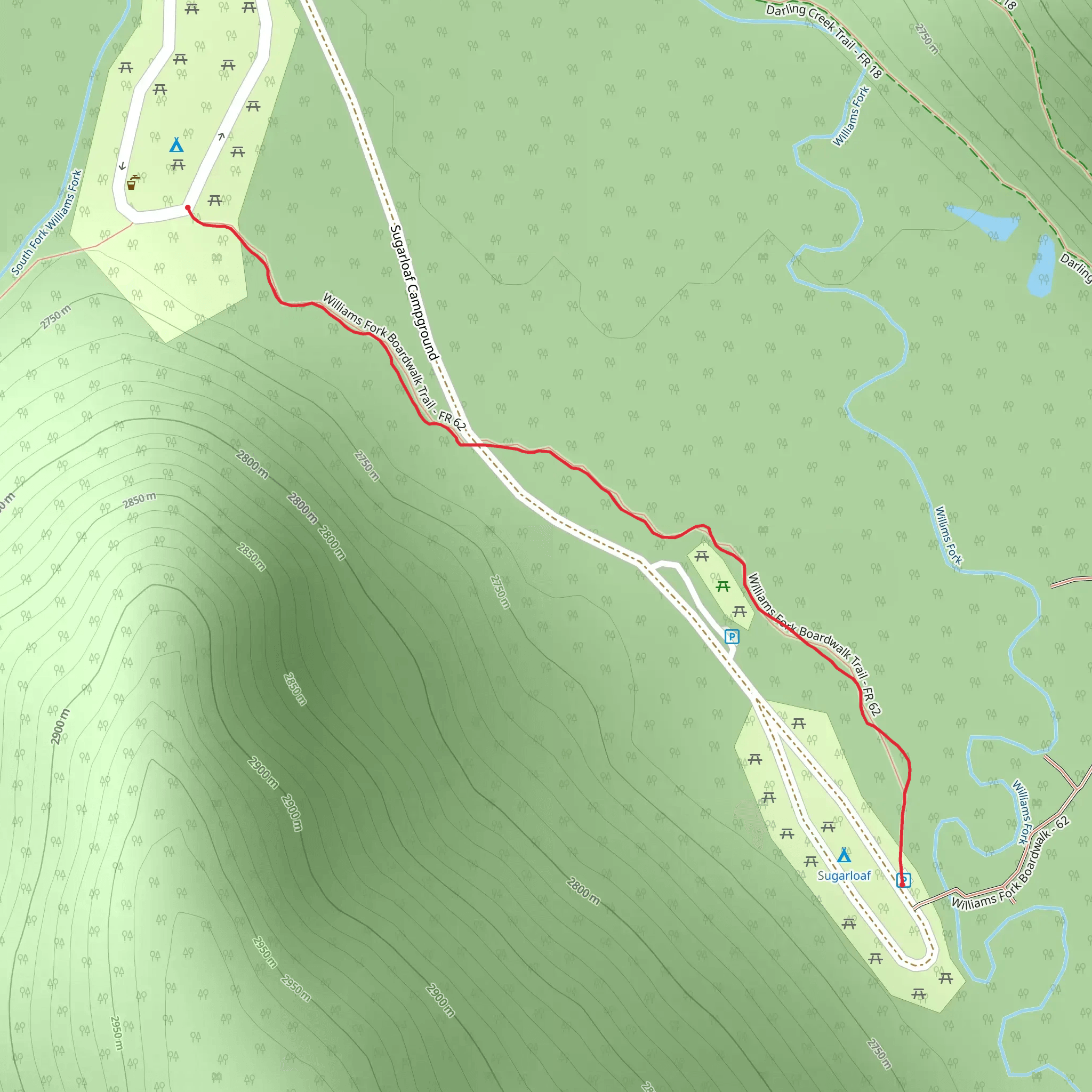 Williams Fork Boardwalk Trail mobile static map