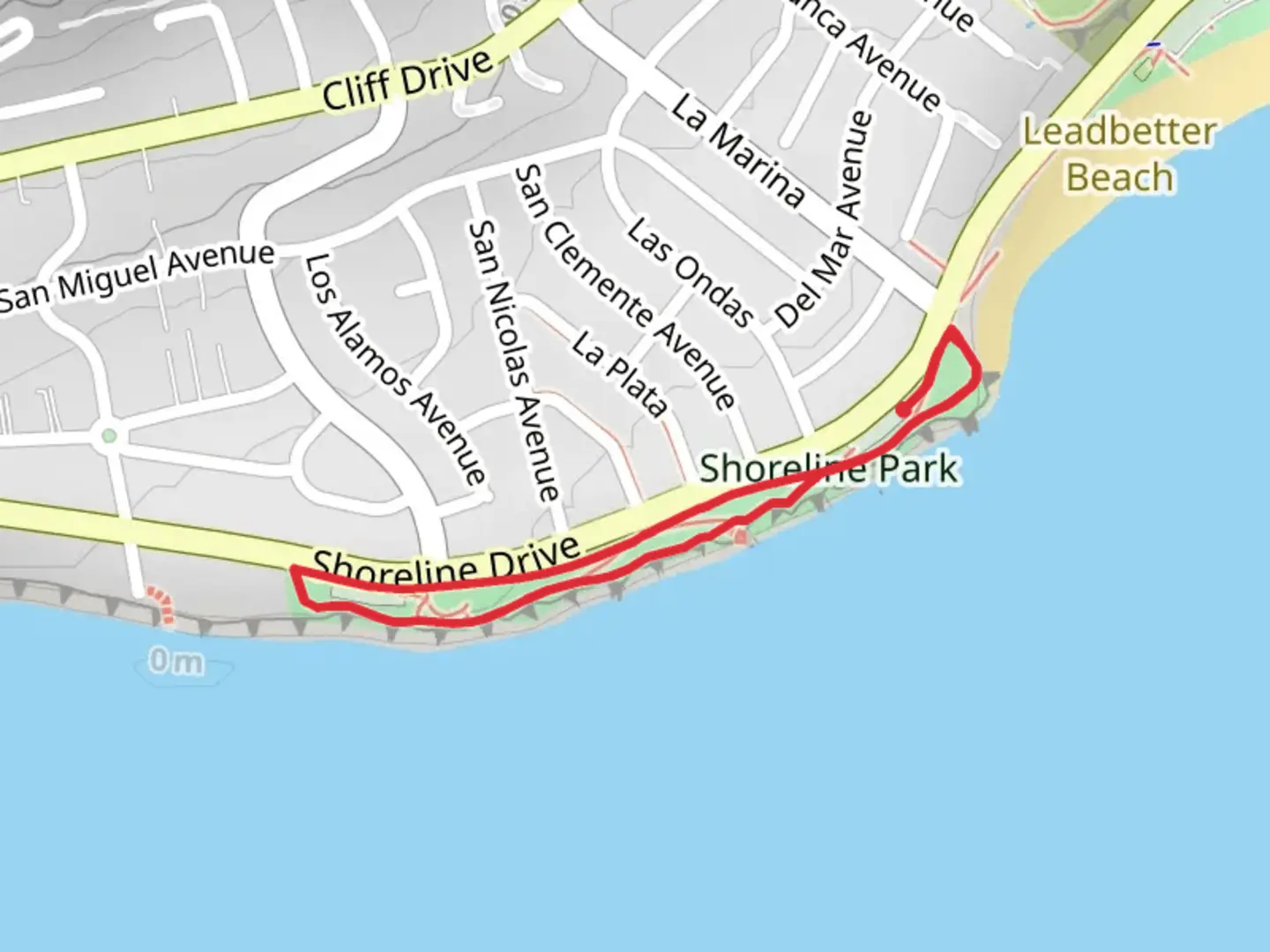 An image depicting the trail Shoreline Park and its surrounding area.