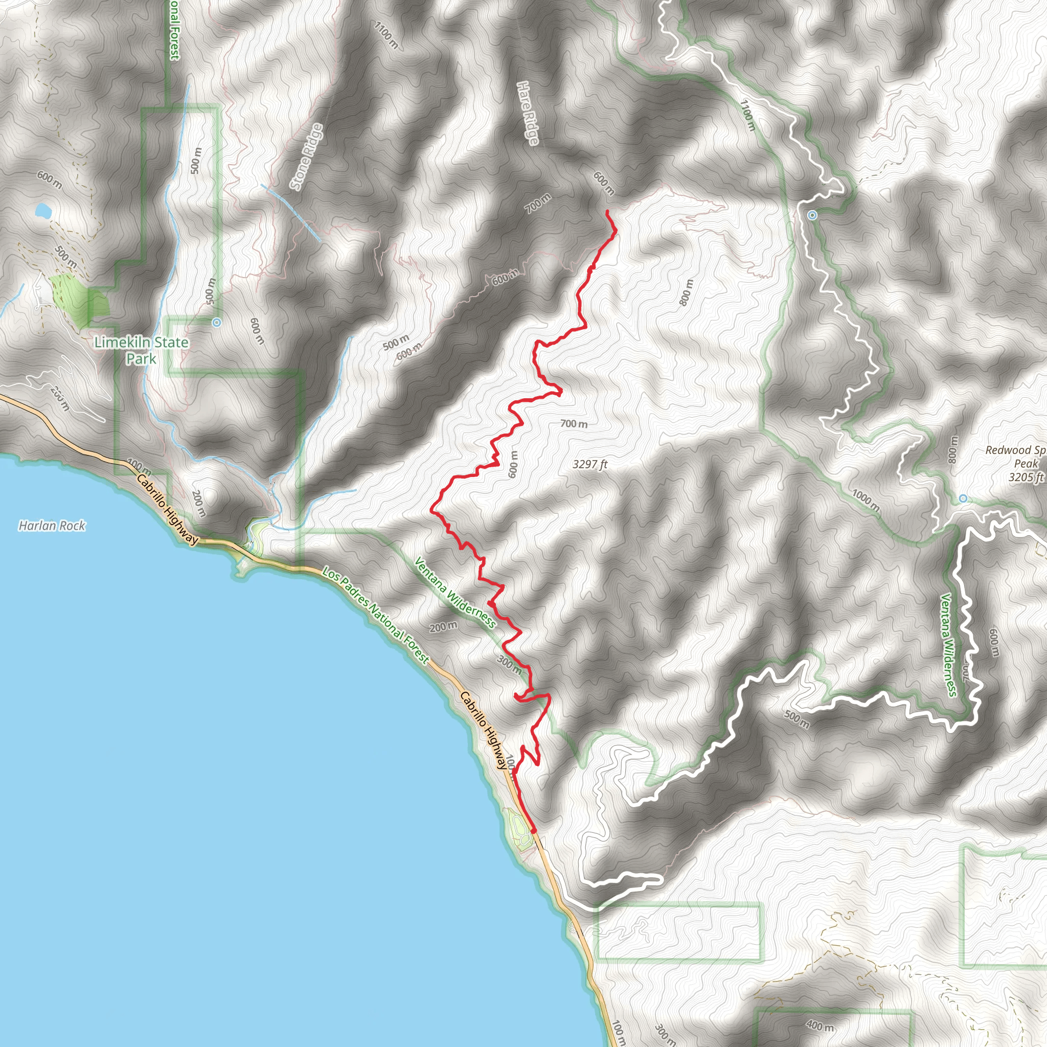 Vincente Flat Camp via Vincente Flat Trail mobile static map
