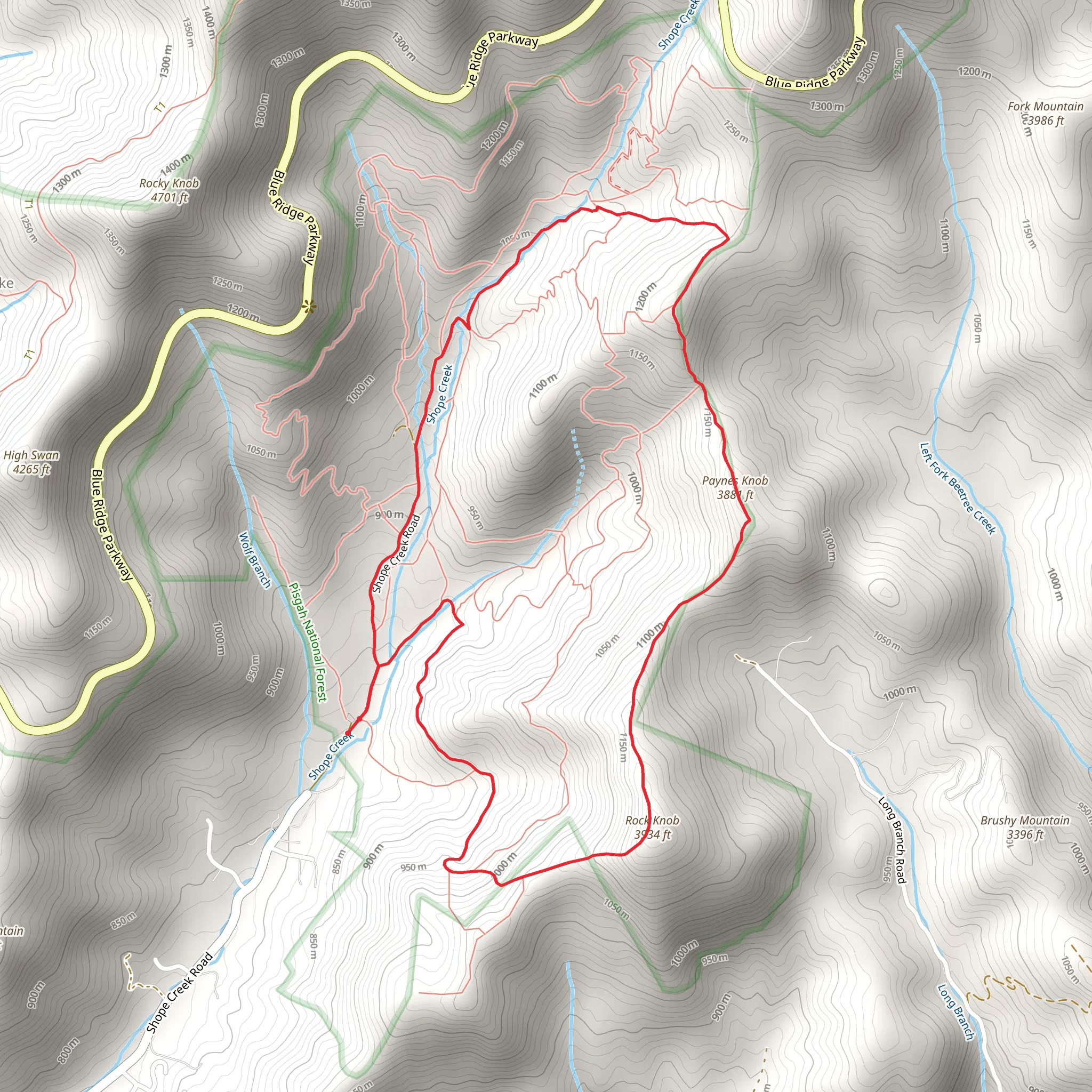 Rock Knob and Paynes Knob Loop mobile static map