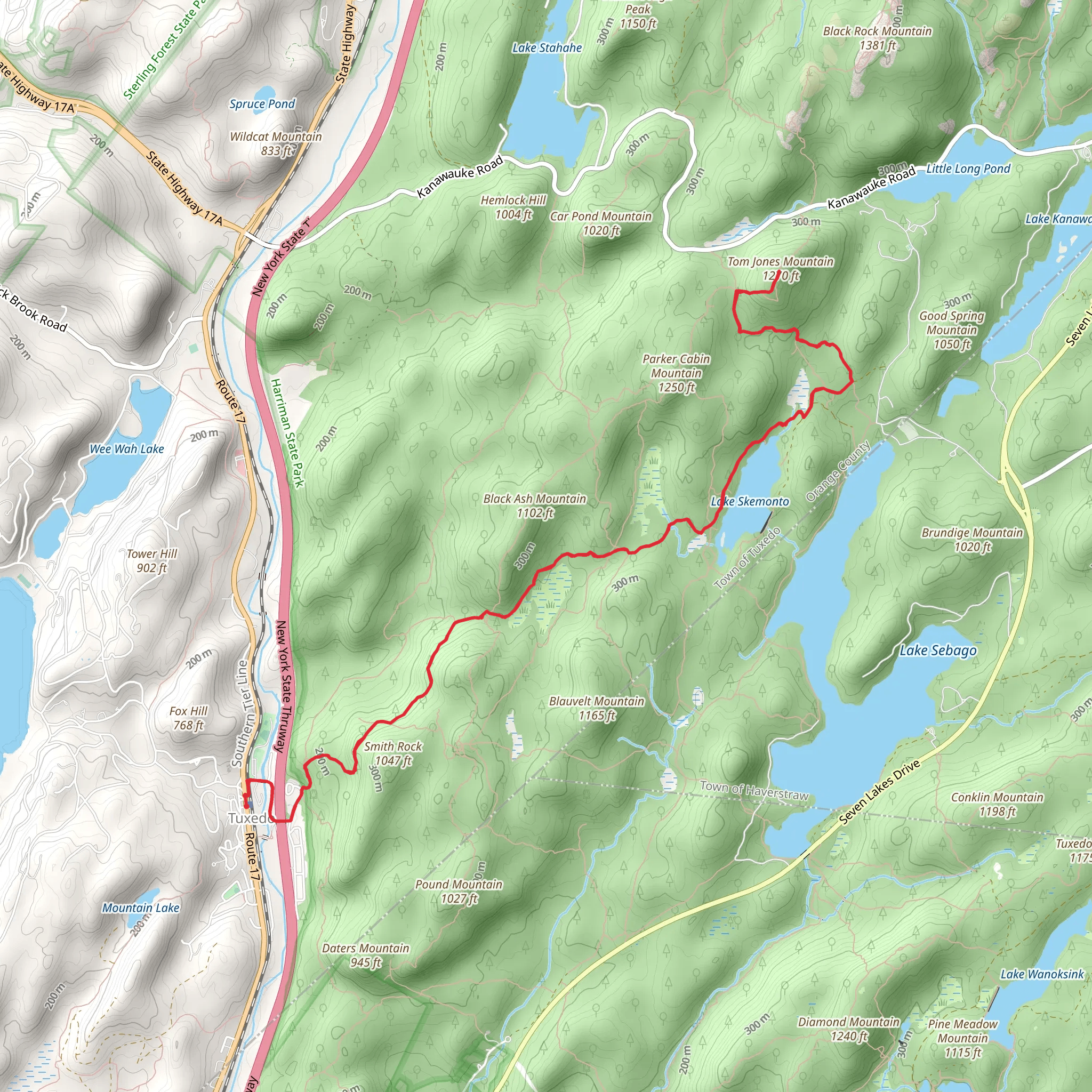 Tom Jones Mountain Trail via Tuxedo mobile static map