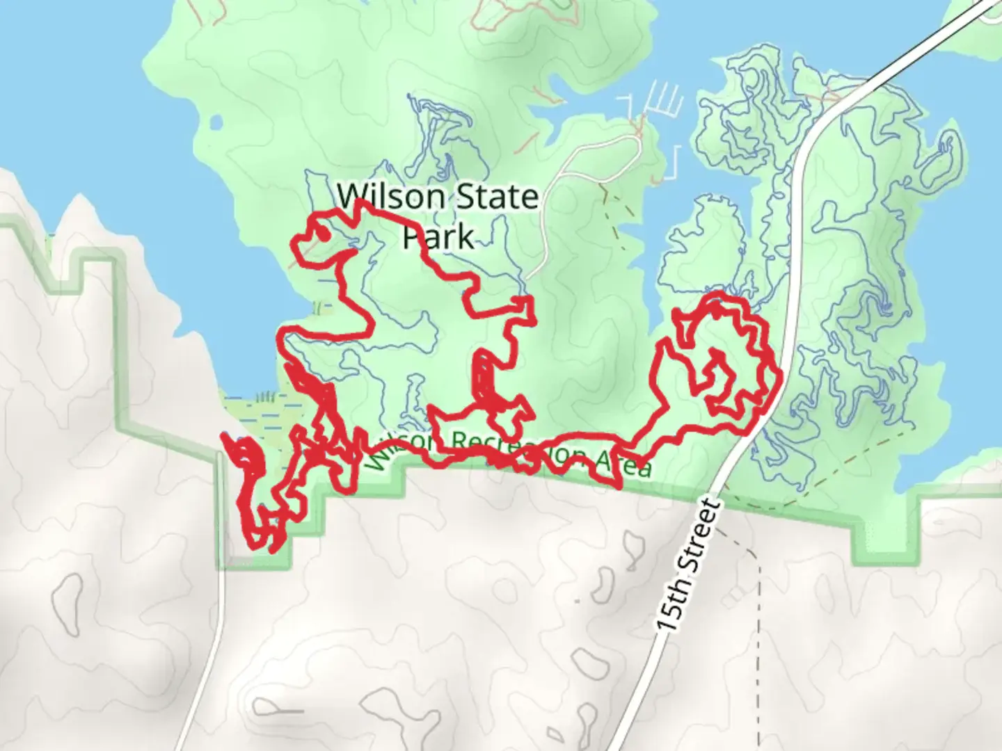 An image depicting the trail Golden Belt, Birdy and Marina Switchgrass Epic Loop and its surrounding area.