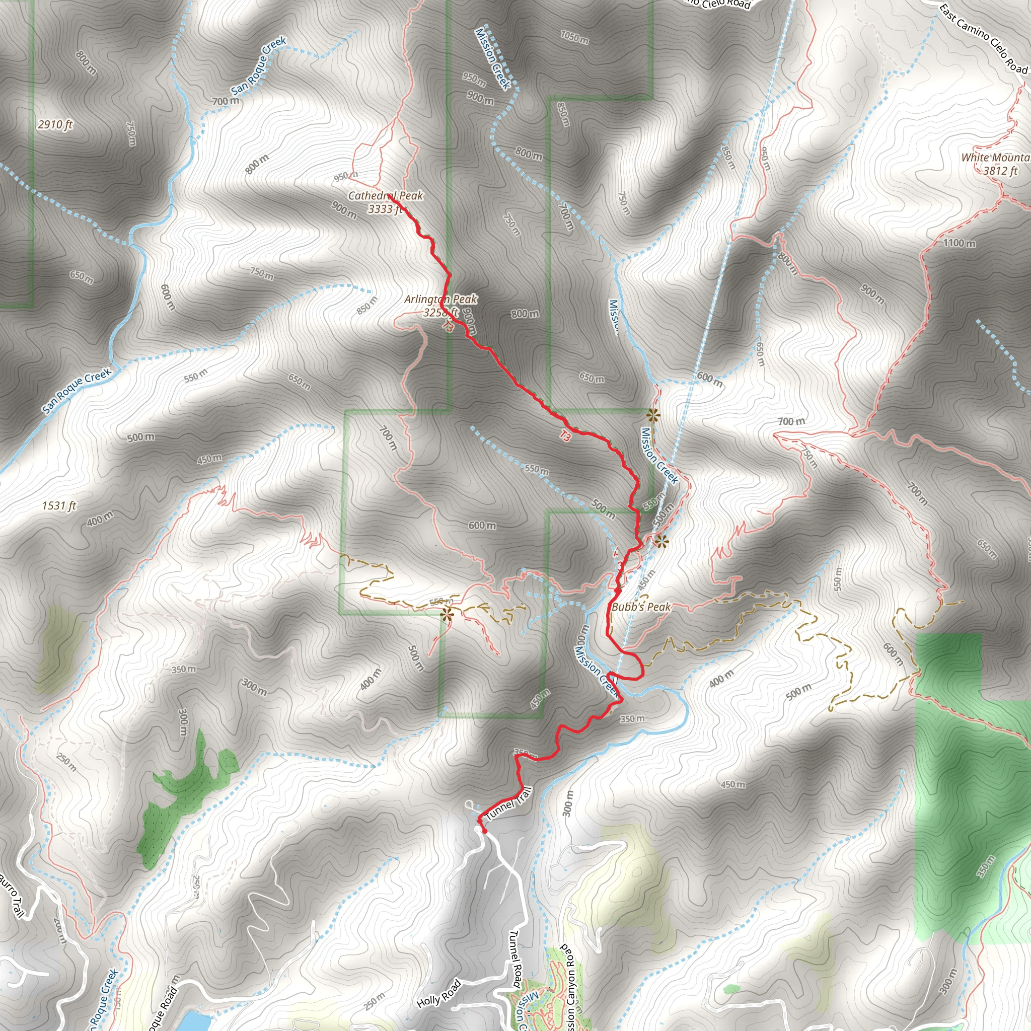 Arlington Peak and Cathedral Peak Trail mobile static map