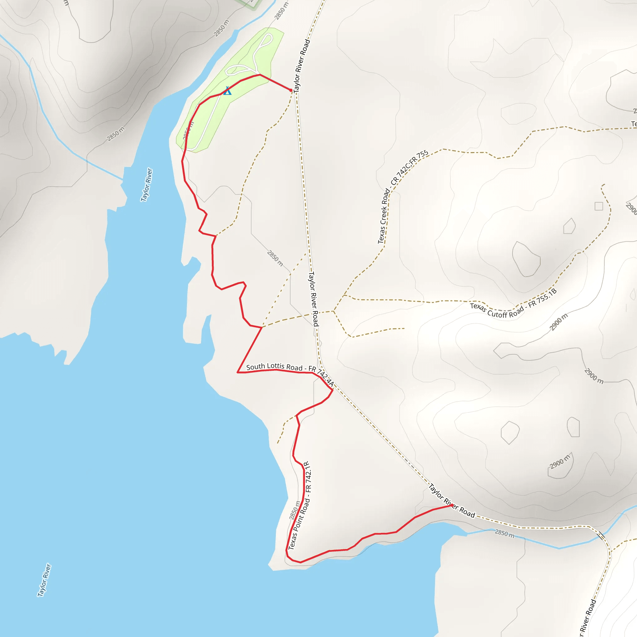 Taylor River North Shore Trail mobile static map