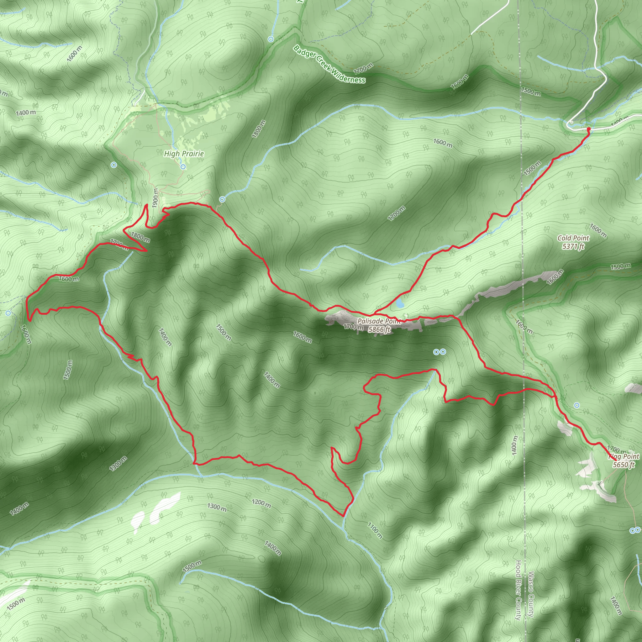 Fret Creek, Flag Point and Lookout Mountain via Divide Trail and Gumjuwac Loop Trail mobile static map