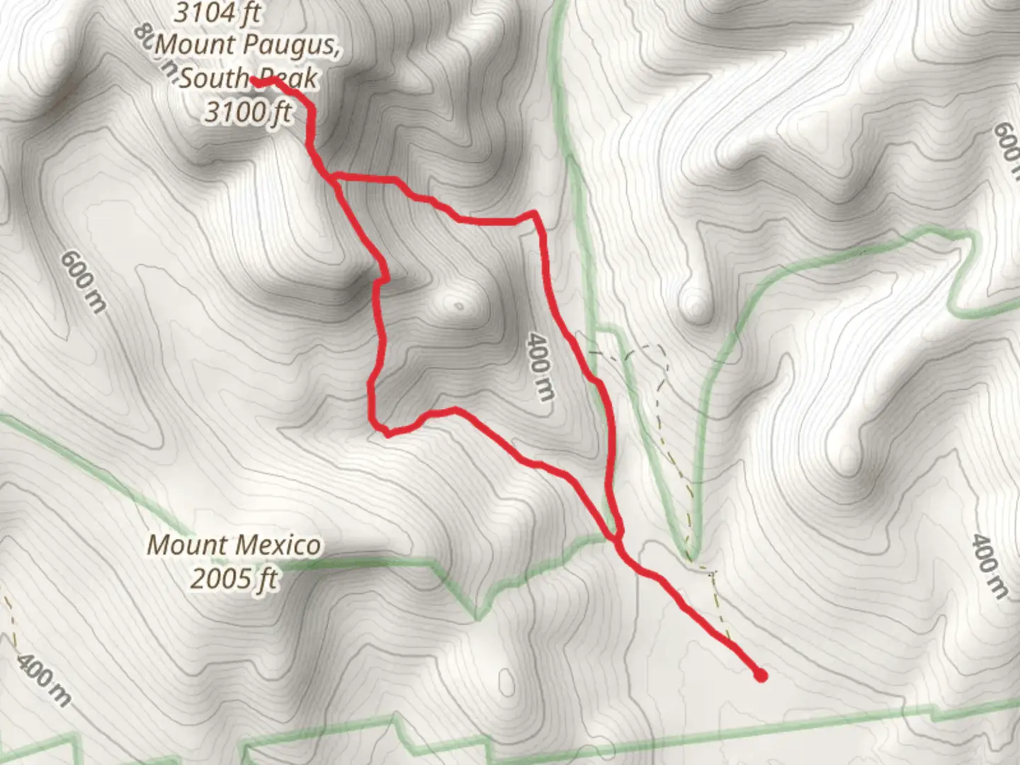 An image depicting the trail Mount Paugus South Peak Trail and its surrounding area.