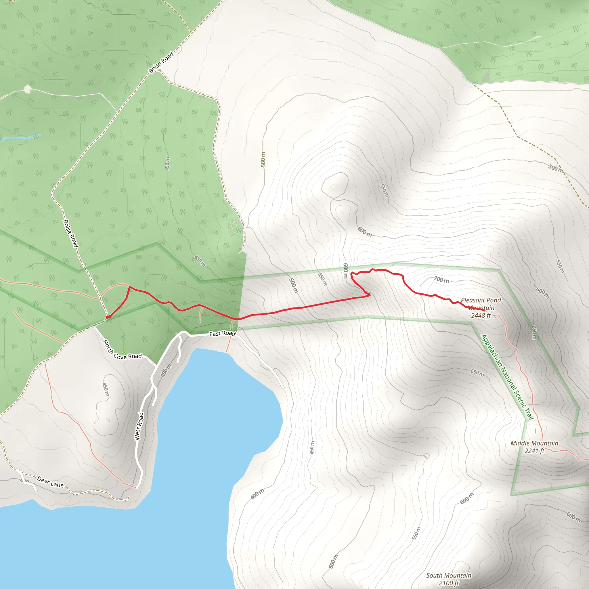 Pleasant Pond Mountain Trail mobile static map