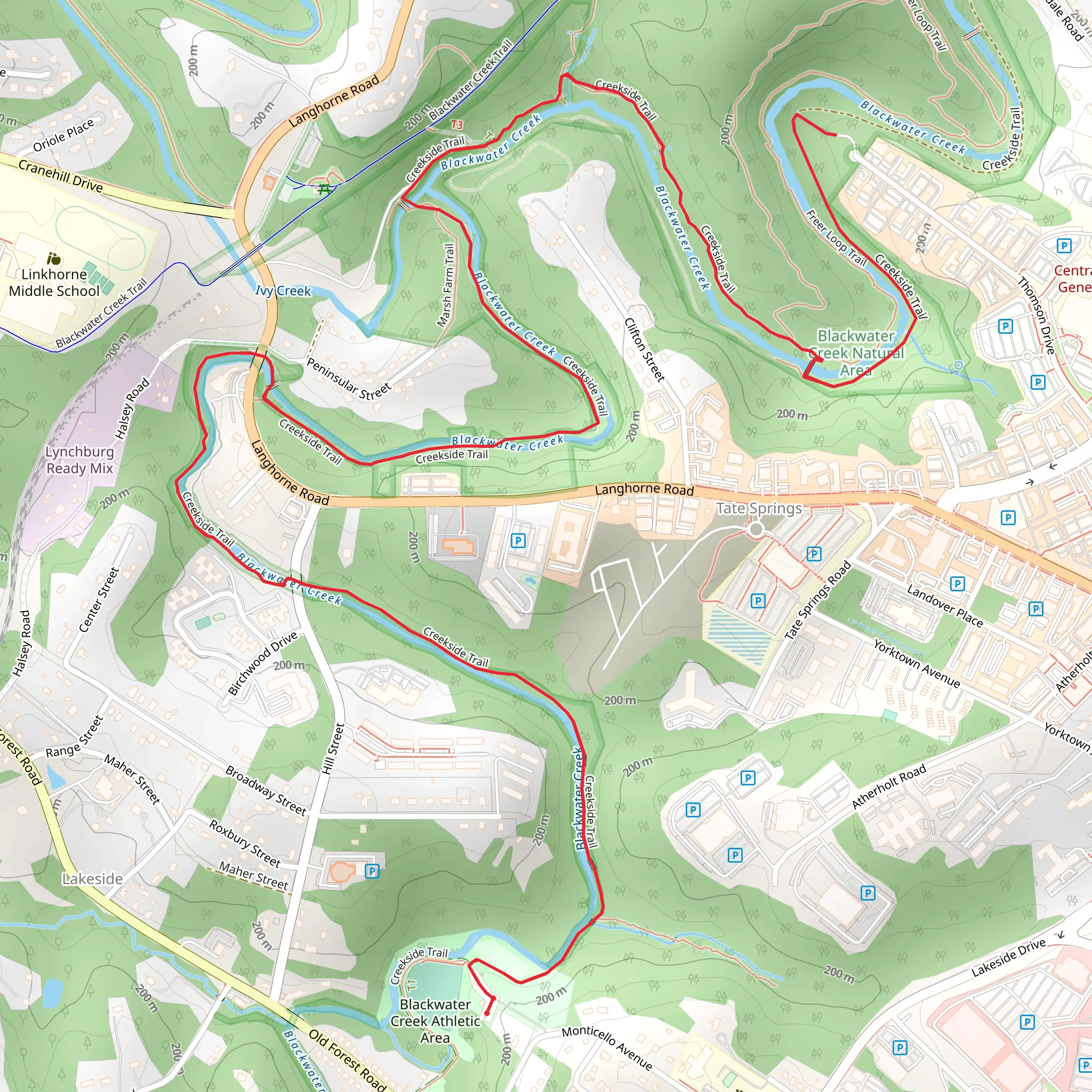 Blackwater Creek and Creekside Trail mobile static map