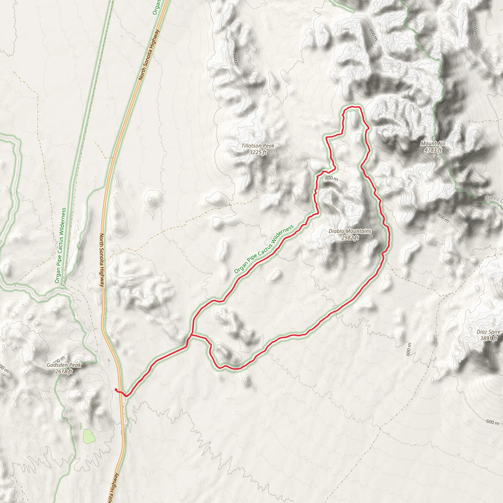Ajo Mountain Drive mobile static map