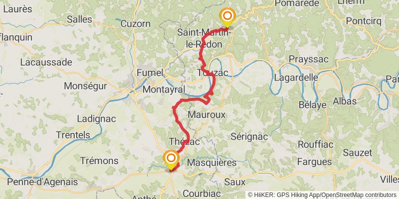GR 65 Rocamadour Variant stage 16 Map