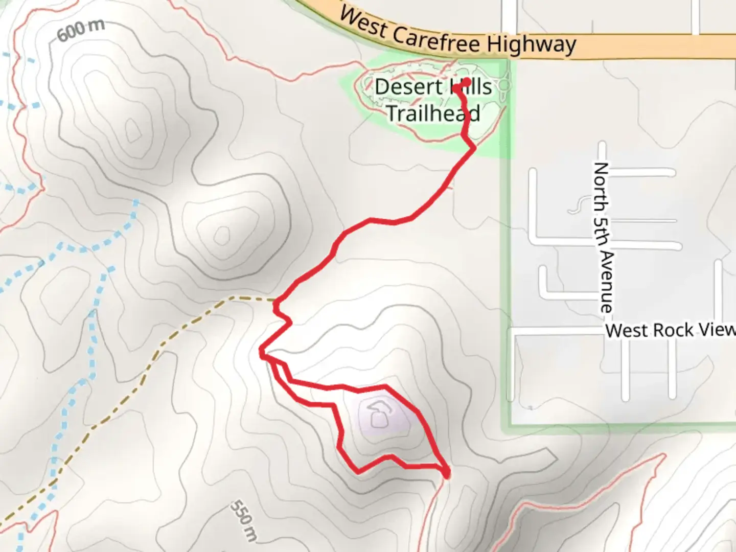 An image depicting the trail Sidewinder Loop Trail and its surrounding area.