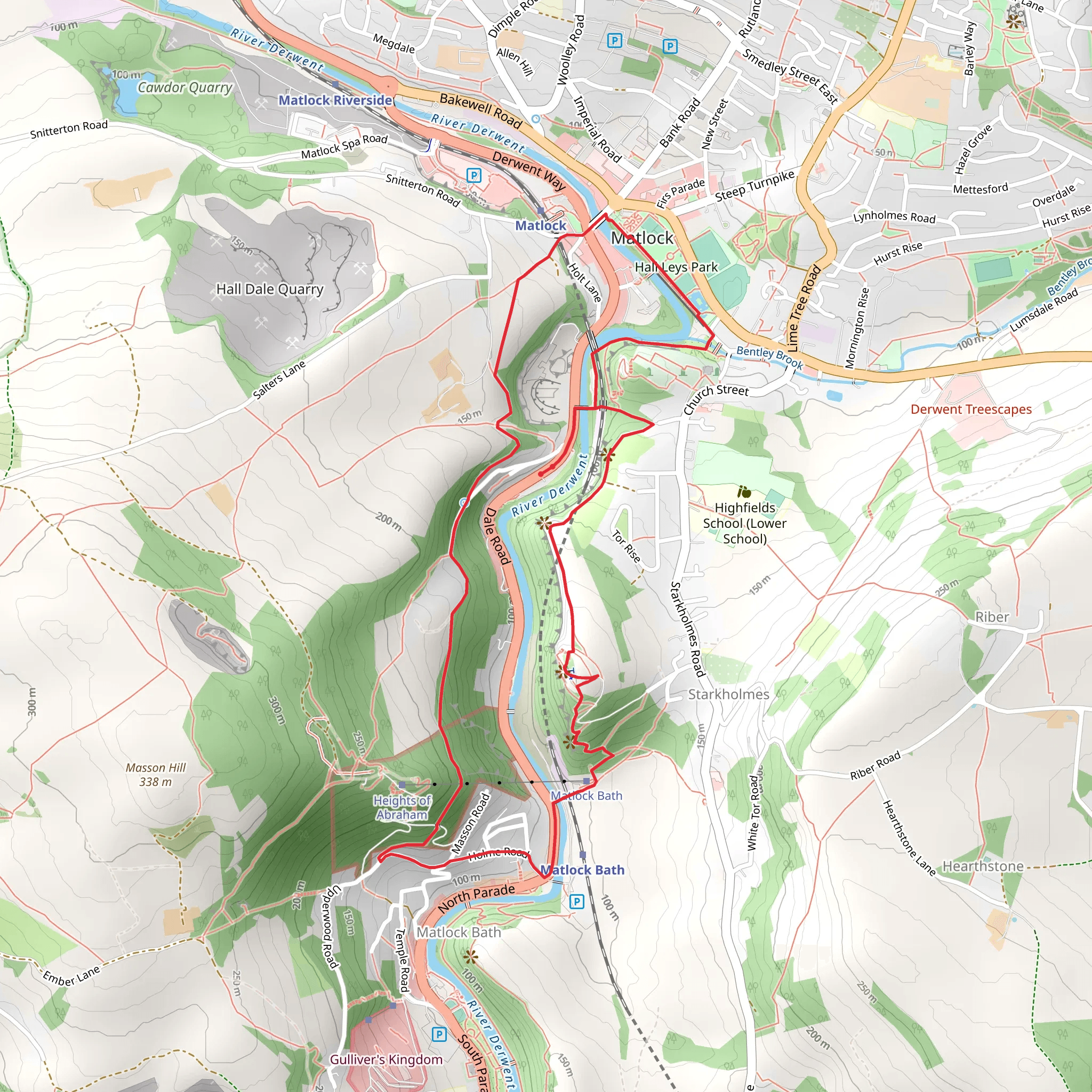 High Tor and Heights of Abraham Loop from Matlock mobile static map