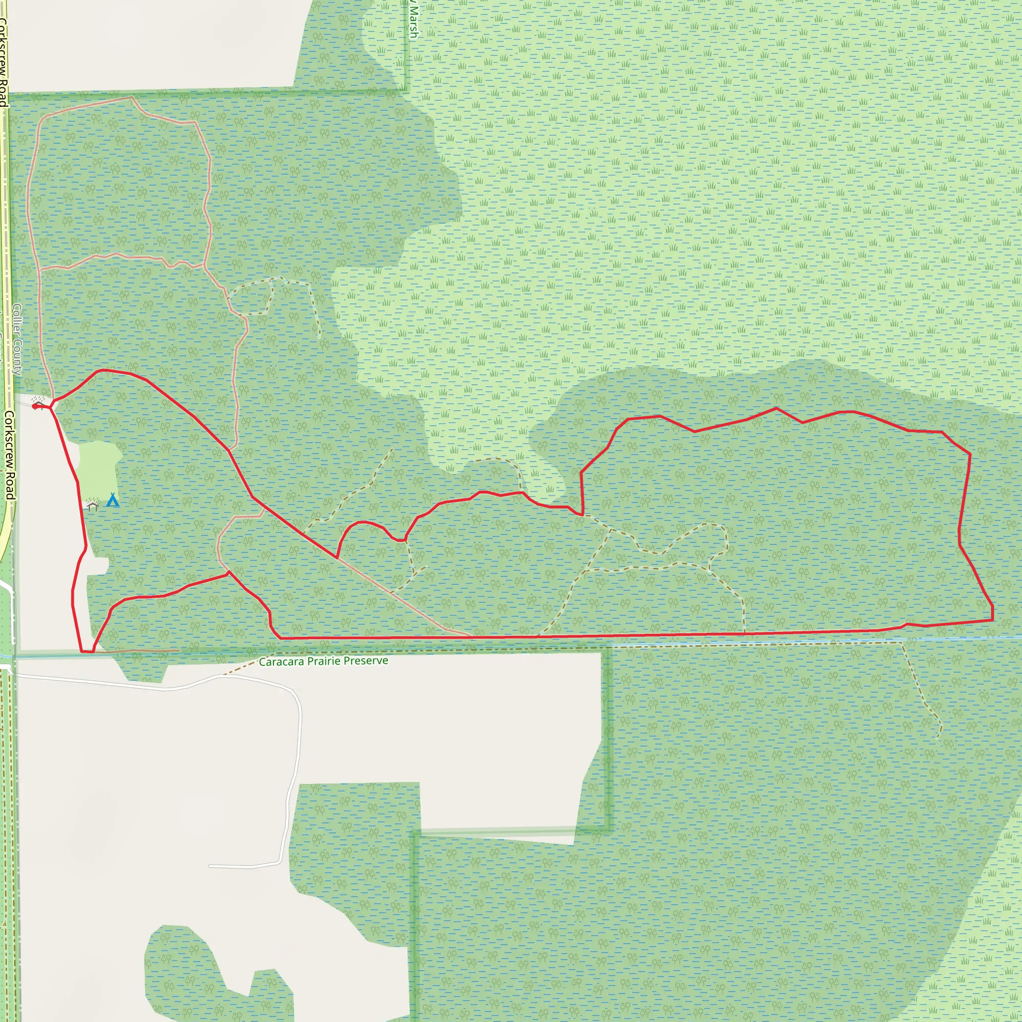 Crew Cypress Dome Primitive Campsite Loop mobile static map