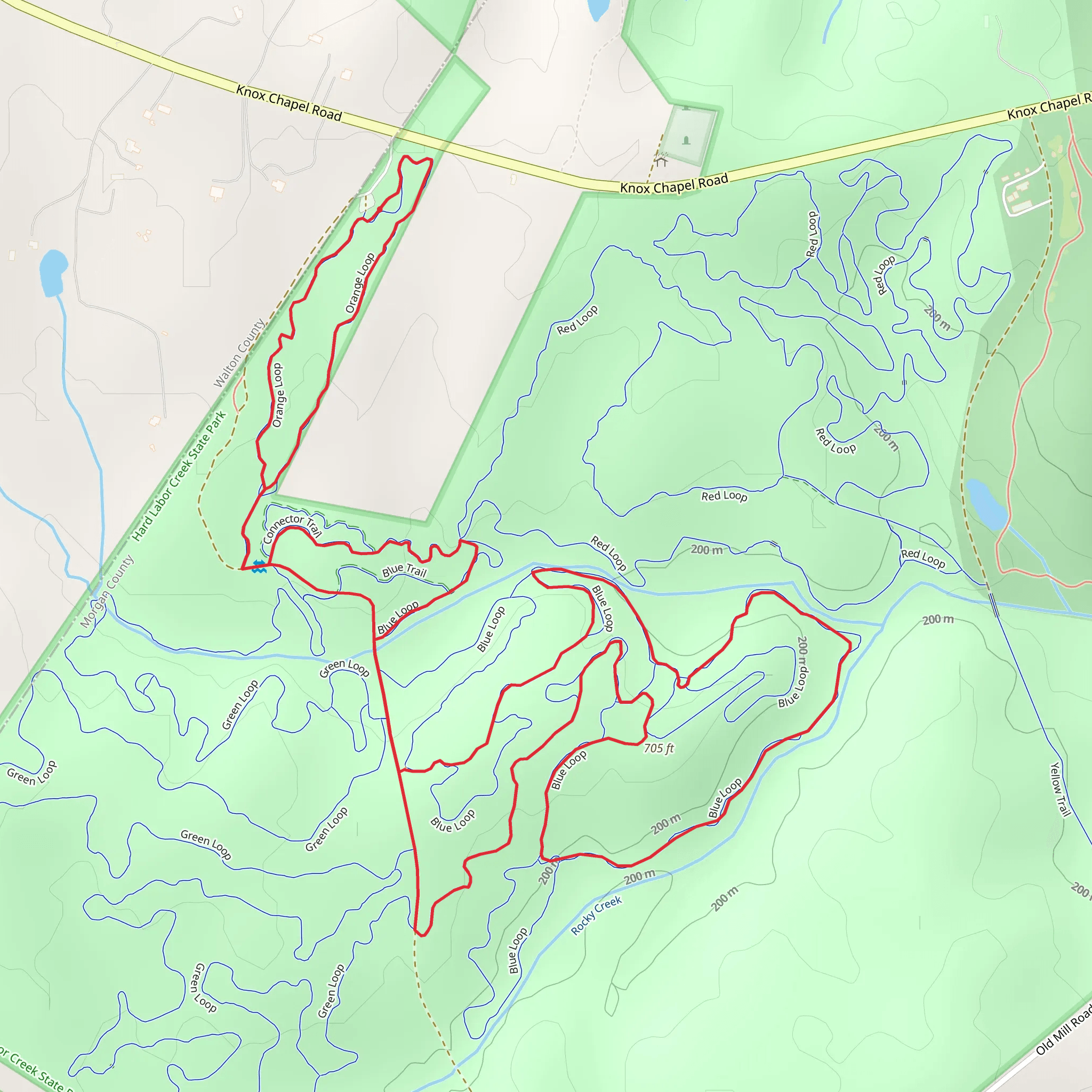 Rocky Creek and Blue and Orange Loop mobile static map