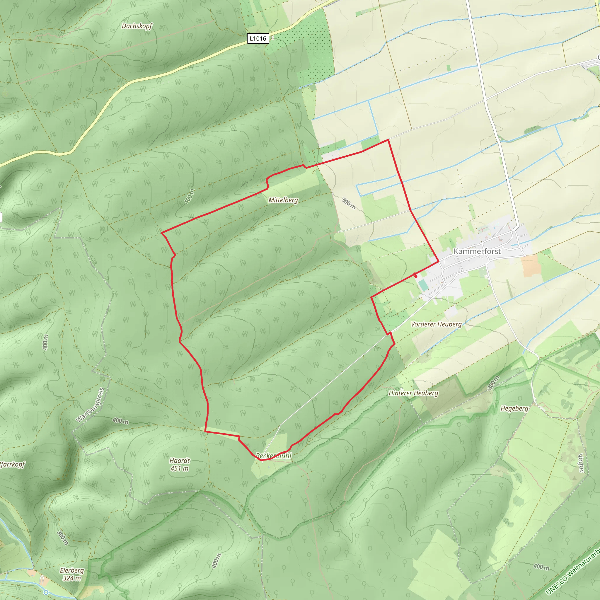 Alter Rennsteig and Fahner Hoehen Hainich Weg LoopLoop mobile static map