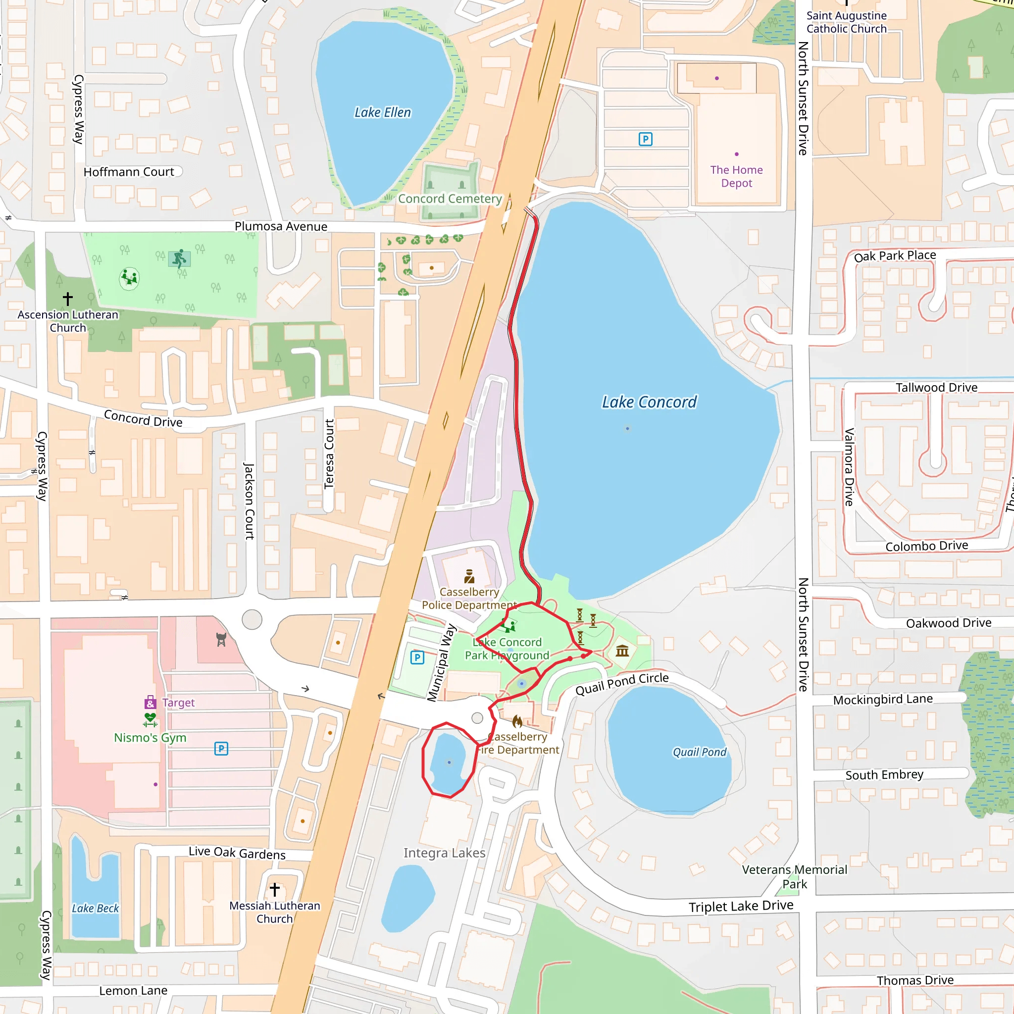 Lake Concord and Park Loop mobile static map