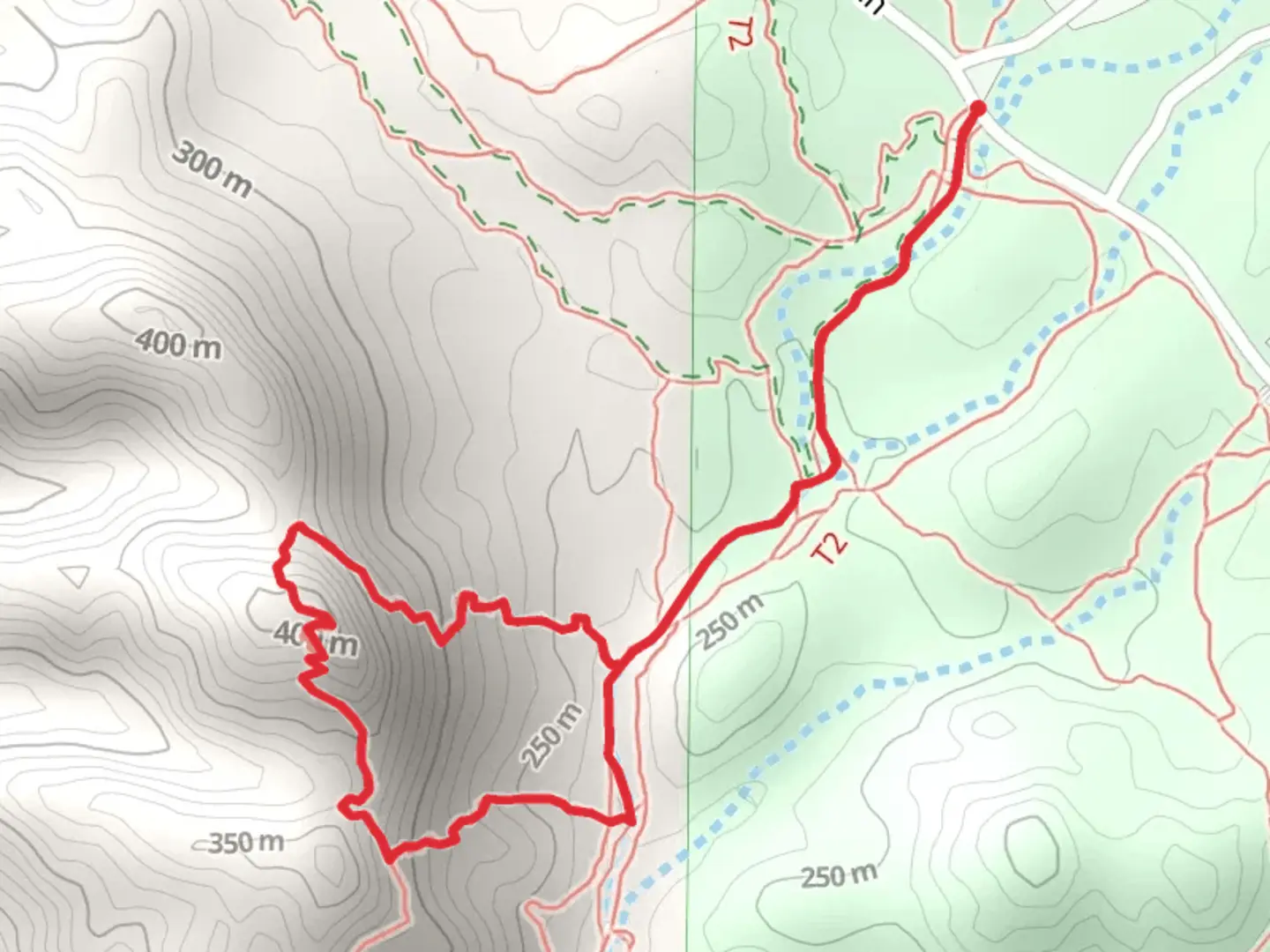 An image depicting the trail Watershed Loop and its surrounding area.
